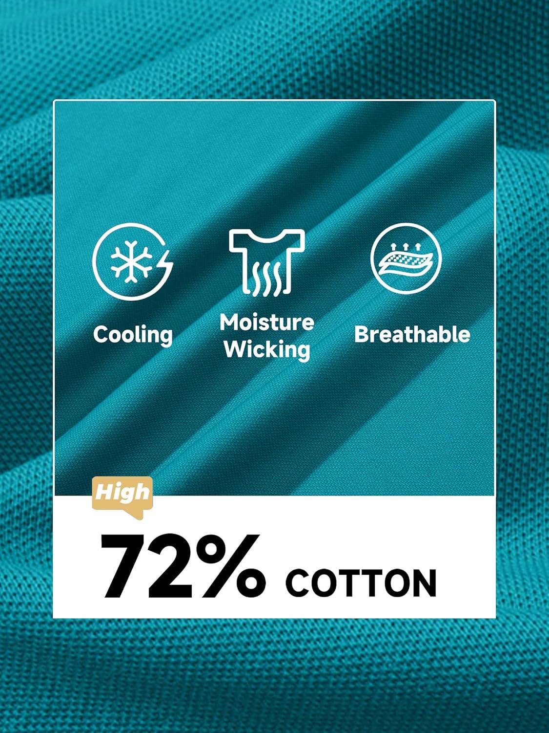 imageMAGCOMSEN Mens Polo Shirt Quick Dry Performance Short Sleeve Tactical Shirts Pique Jersey Golf ShirtBlue Green