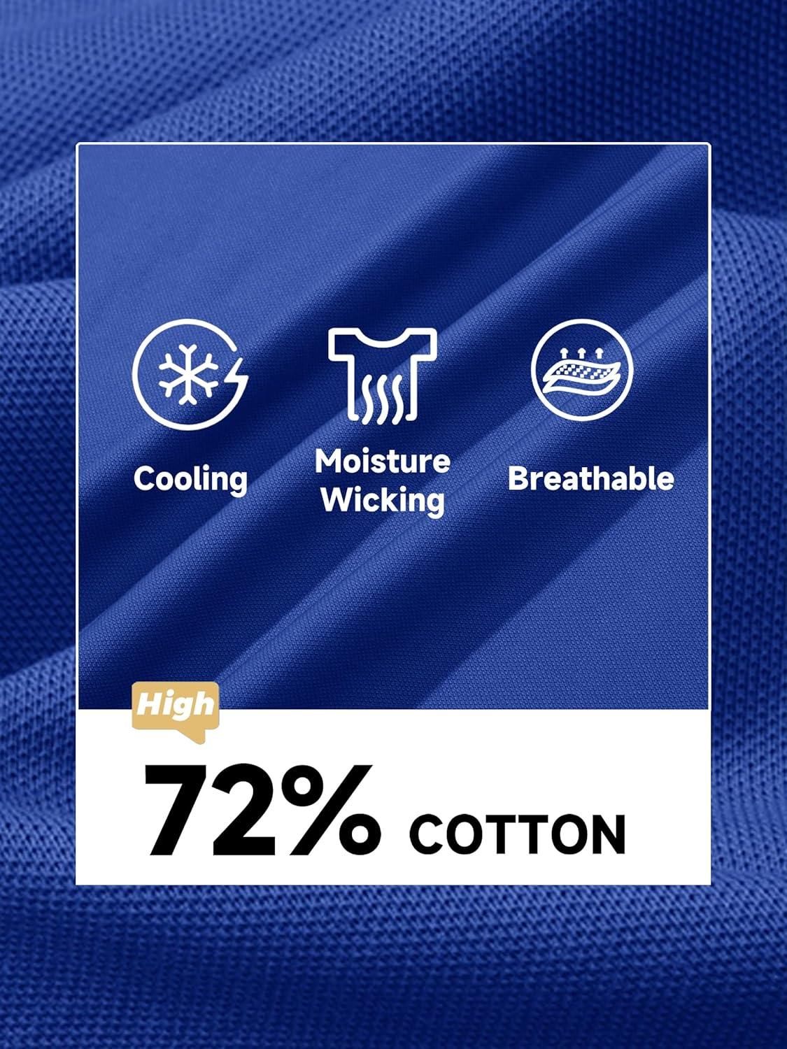 imageMAGCOMSEN Mens Polo Shirt Quick Dry Performance Short Sleeve Tactical Shirts Pique Jersey Golf ShirtColor Blue