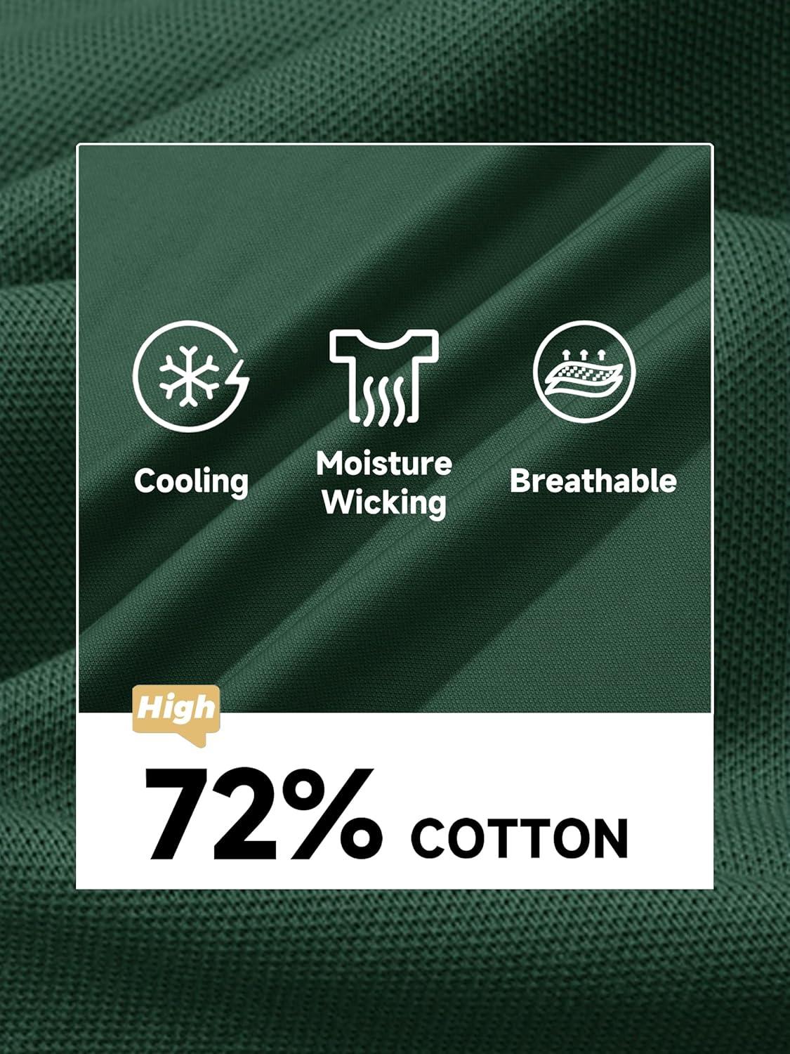 imageMAGCOMSEN Mens Polo Shirt Quick Dry Performance Short Sleeve Tactical Shirts Pique Jersey Golf ShirtDark Green