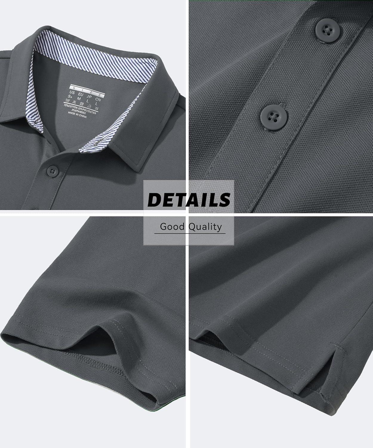 imageMAGCOMSEN Mens Polo Shirt Quick Dry Performance Short Sleeve Tactical Shirts Pique Jersey Golf ShirtDark Grey