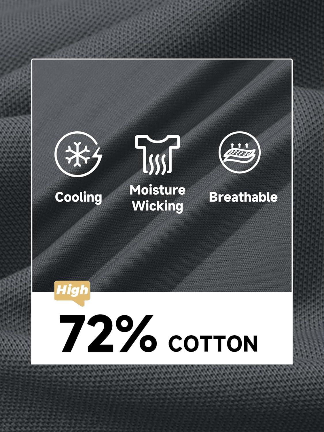 imageMAGCOMSEN Mens Polo Shirt Quick Dry Performance Short Sleeve Tactical Shirts Pique Jersey Golf ShirtDark Grey