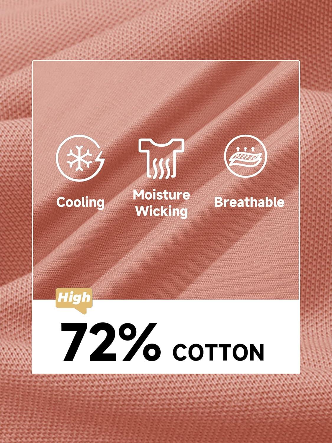 imageMAGCOMSEN Mens Polo Shirt Quick Dry Performance Short Sleeve Tactical Shirts Pique Jersey Golf ShirtGrey Pink