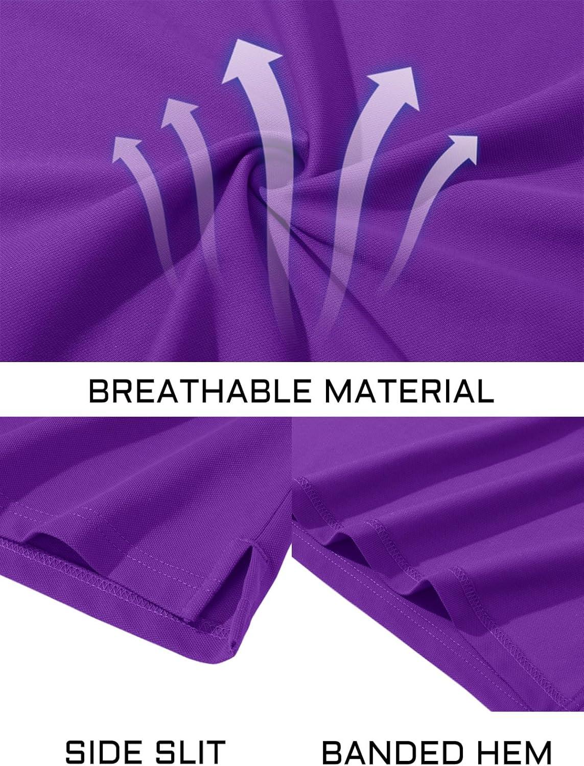 imageMAGCOMSEN Mens Polo Shirt Quick Dry Performance Short Sleeve Tactical Shirts Pique Jersey Golf ShirtPurple