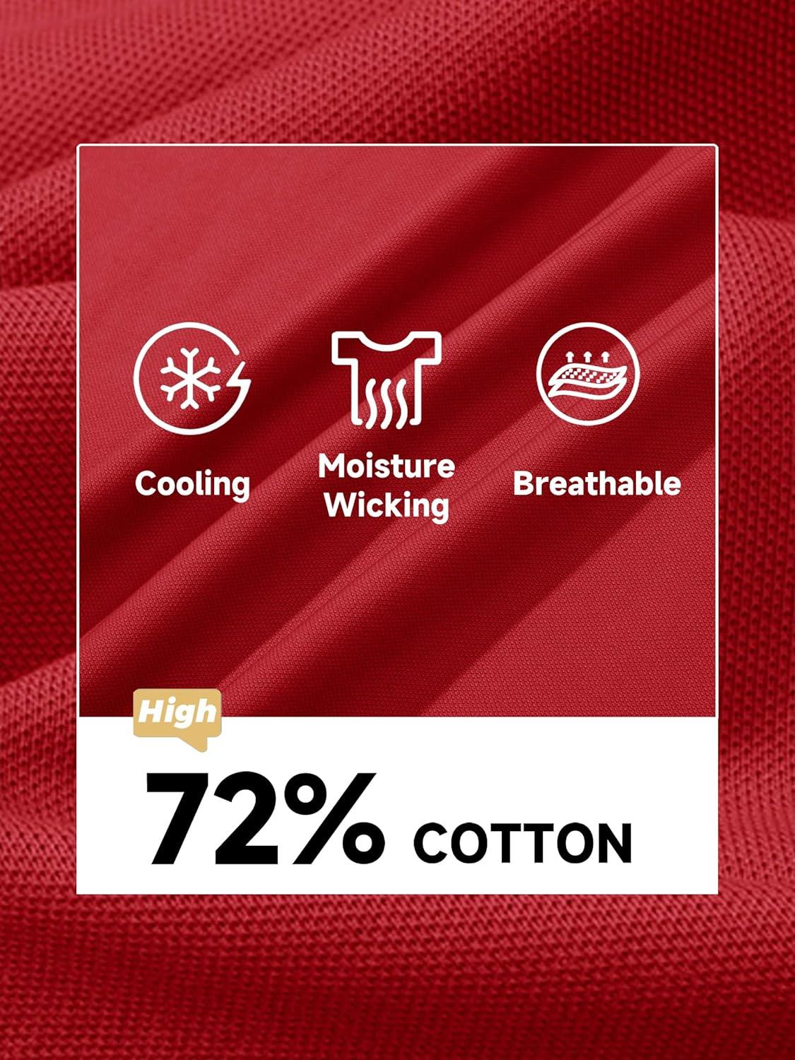 imageMAGCOMSEN Mens Polo Shirt Quick Dry Performance Short Sleeve Tactical Shirts Pique Jersey Golf ShirtTomato Red