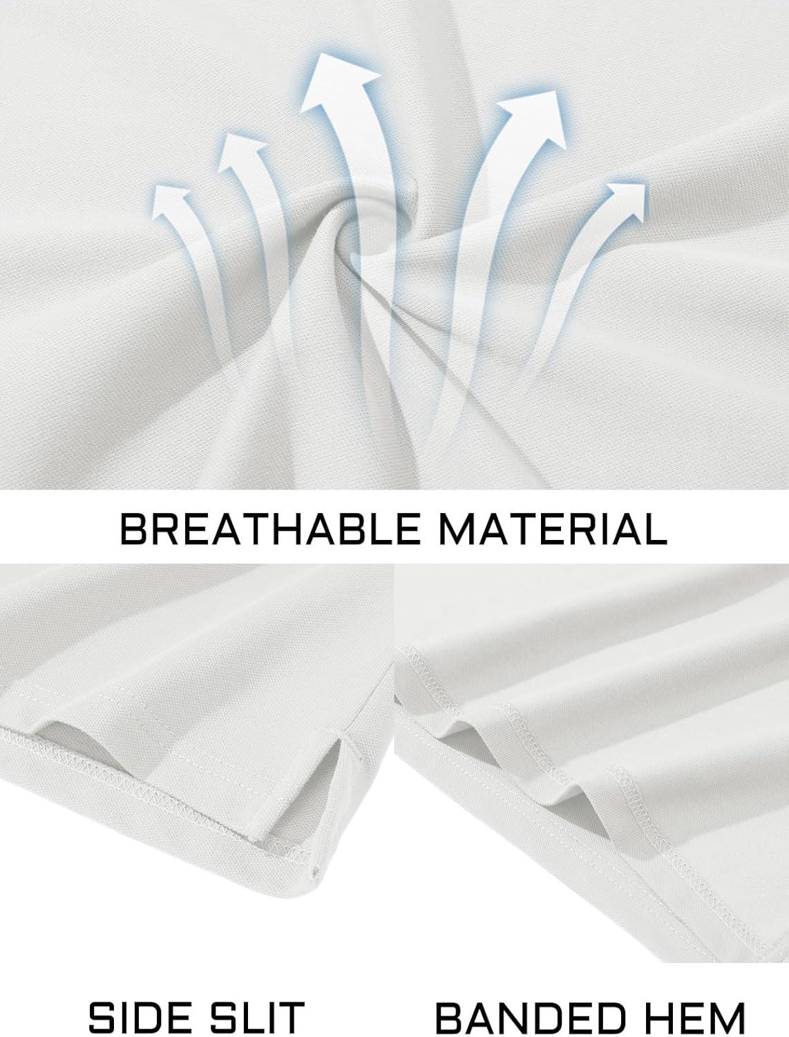 imageMAGCOMSEN Mens Polo Shirt Quick Dry Performance Short Sleeve Tactical Shirts Pique Jersey Golf ShirtWhite