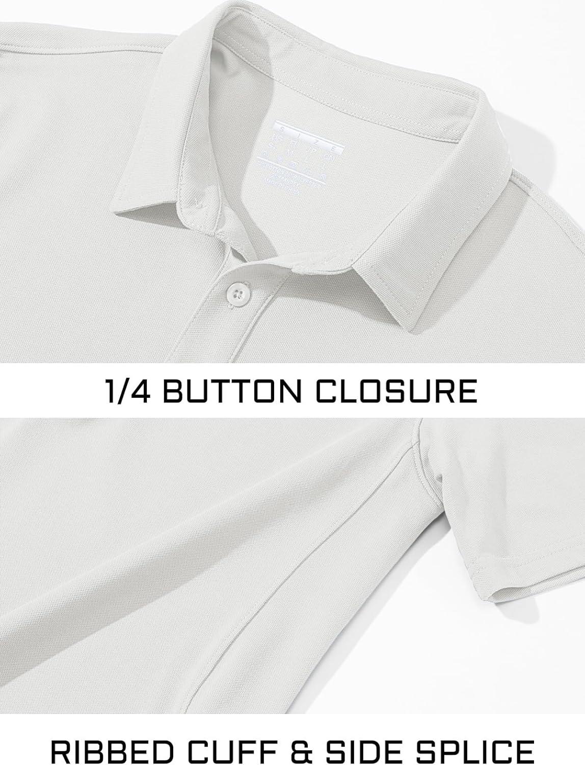 imageMAGCOMSEN Mens Polo Shirt Quick Dry Performance Short Sleeve Tactical Shirts Pique Jersey Golf ShirtWhite