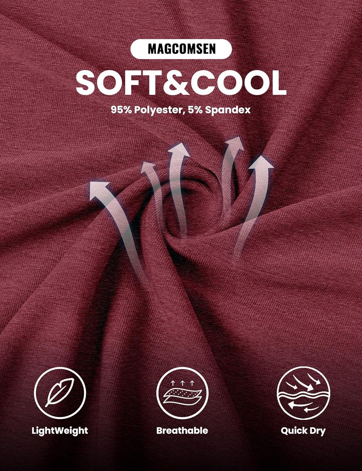 imageMAGCOMSEN Mens Polo Shirt Quick Dry Performance Short Sleeve Tactical Shirts Pique Jersey Golf ShirtWine