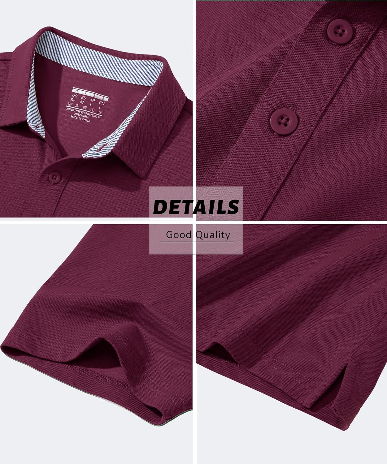 imageMAGCOMSEN Mens Polo Shirt Quick Dry Performance Short Sleeve Tactical Shirts Pique Jersey Golf ShirtWine Red