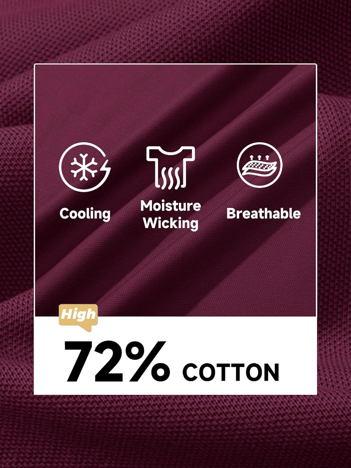 imageMAGCOMSEN Mens Polo Shirt Quick Dry Performance Short Sleeve Tactical Shirts Pique Jersey Golf ShirtWine Red