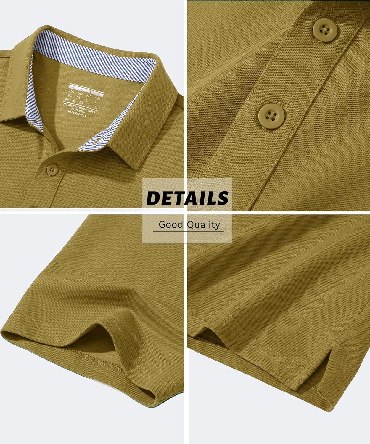 imageMAGCOMSEN Mens Polo Shirt Quick Dry Performance Short Sleeve Tactical Shirts Pique Jersey Golf ShirtWolf Brown