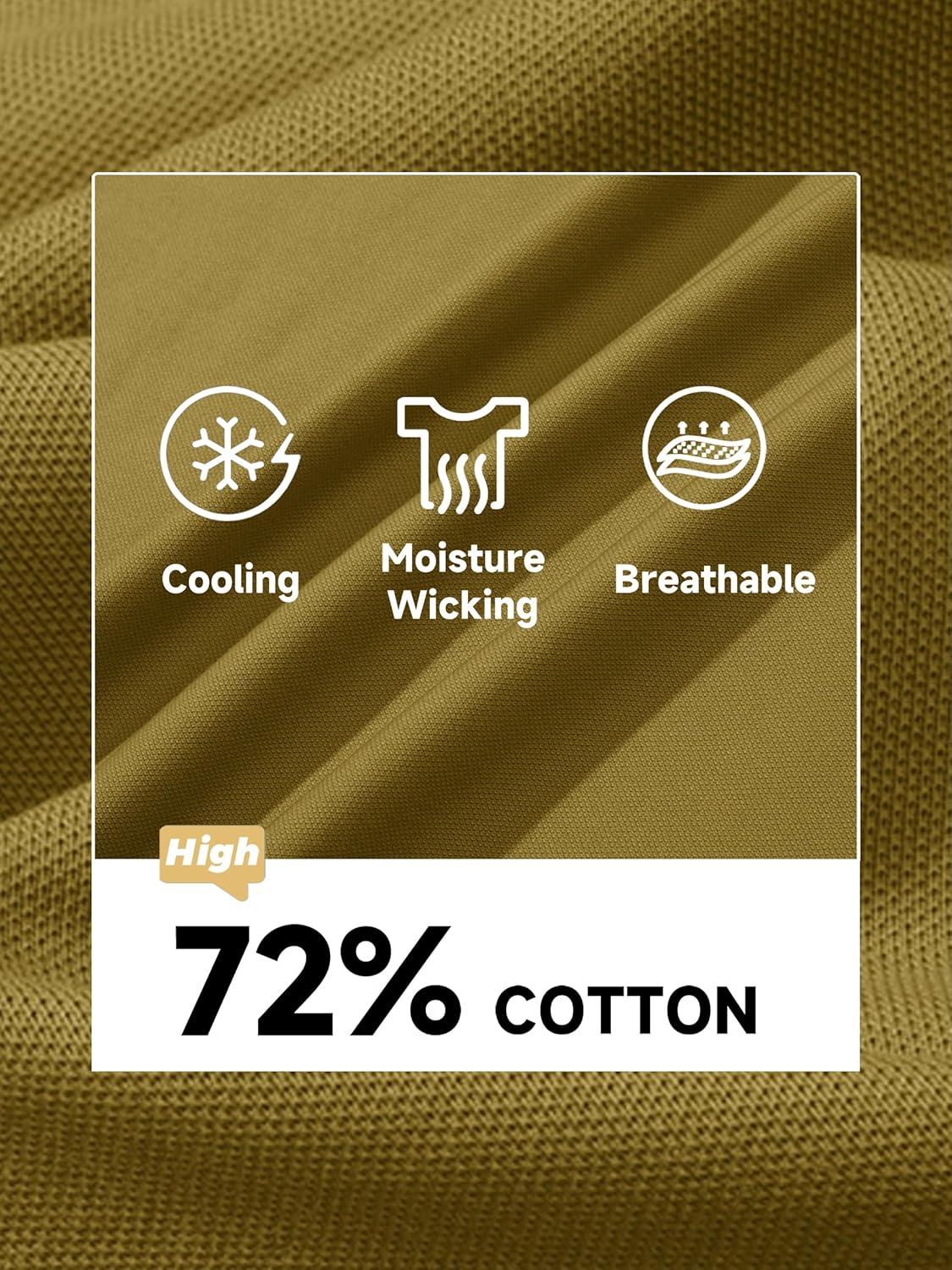 imageMAGCOMSEN Mens Polo Shirt Quick Dry Performance Short Sleeve Tactical Shirts Pique Jersey Golf ShirtWolf Brown