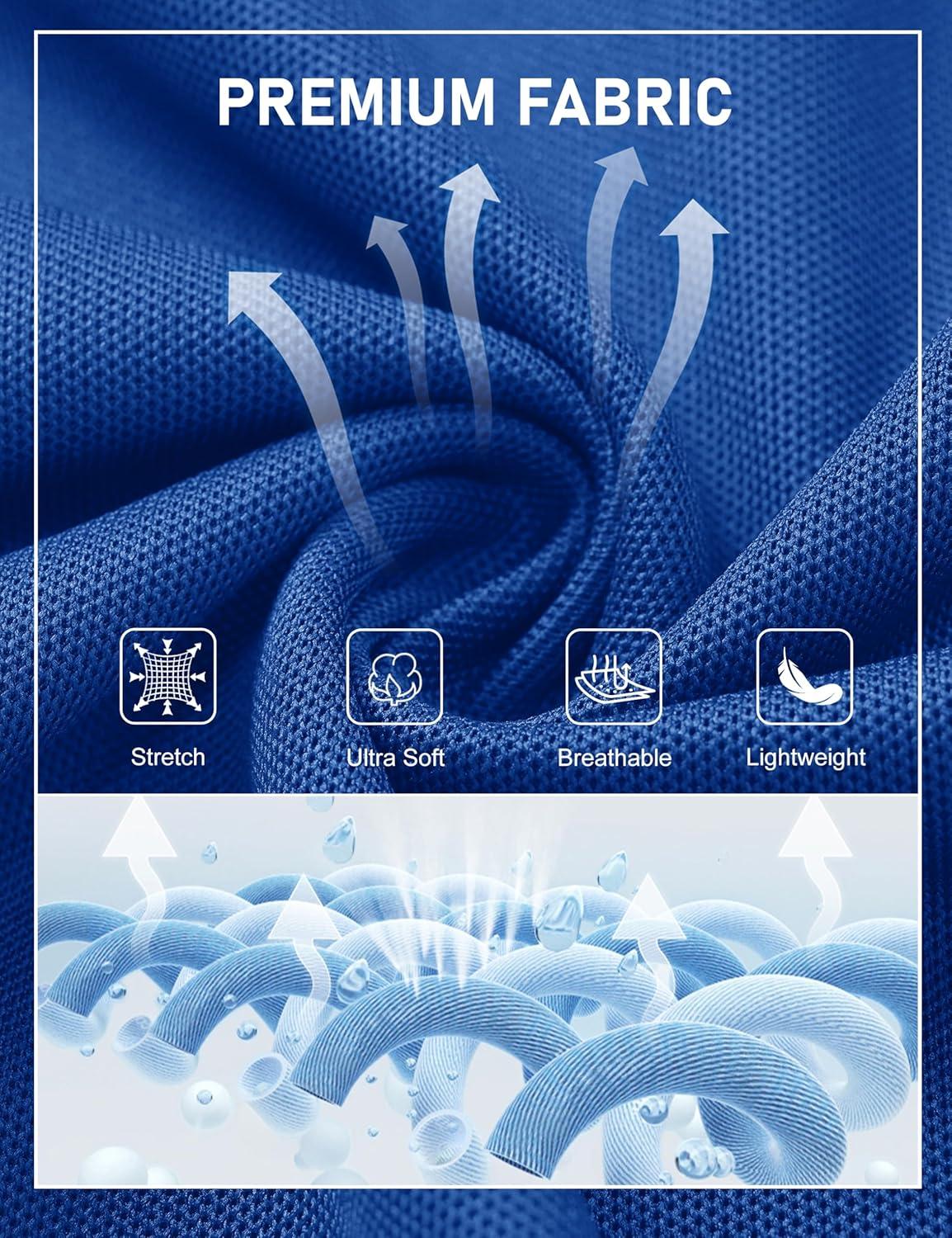 imageMAGCOMSEN Mens Polo Shirts Short Sleeve Athletic Tactical Casual Golf Shirts Dry Fit Moisture Wicking Collared ShirtColor Blue