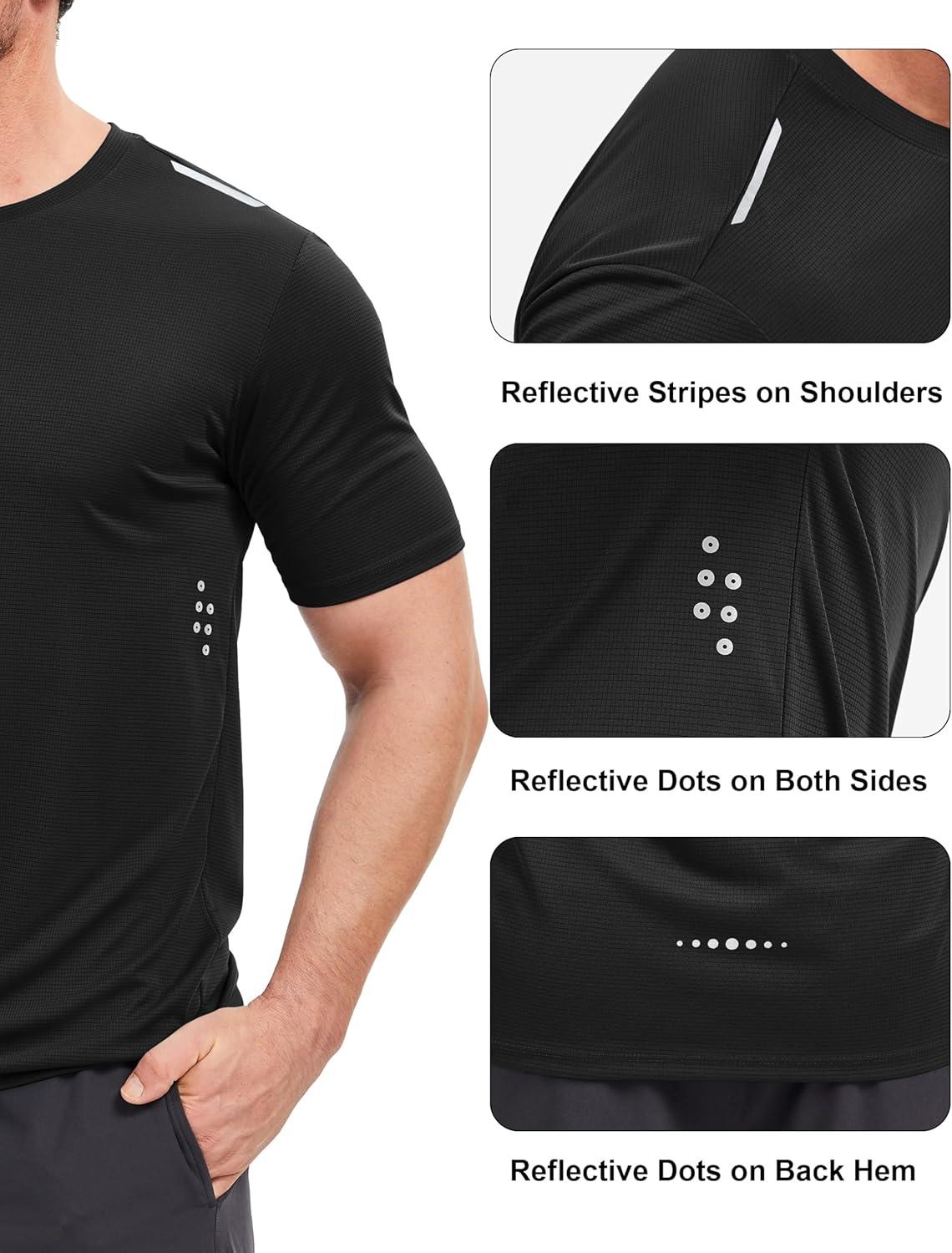 imageMAGCOMSEN Mens Rash Guard Short Sleeve UPF 50 Sun UV Quick Dry Shirts Workout Swim Running Athletic TShirtBlack