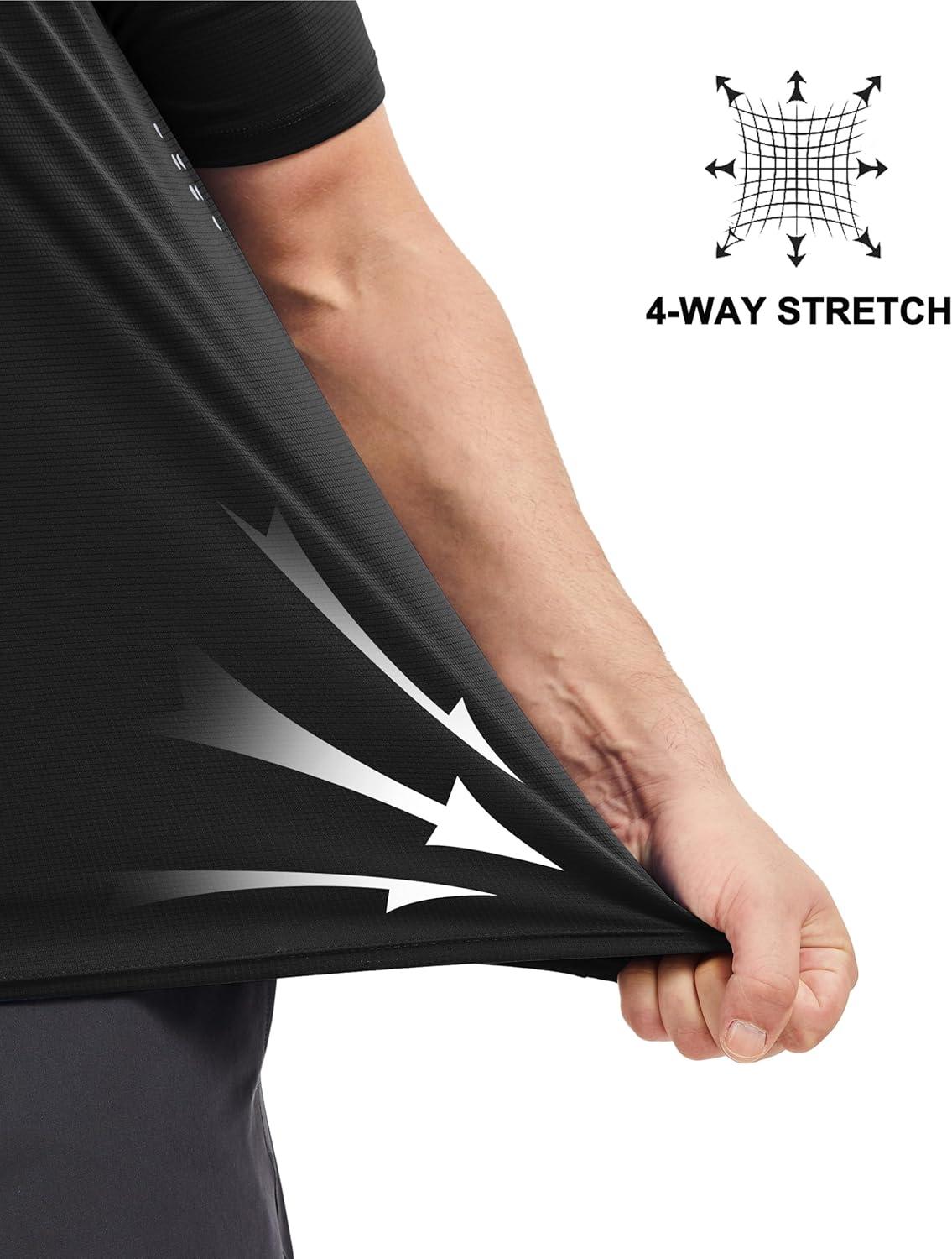 imageMAGCOMSEN Mens Rash Guard Short Sleeve UPF 50 Sun UV Quick Dry Shirts Workout Swim Running Athletic TShirtBlack