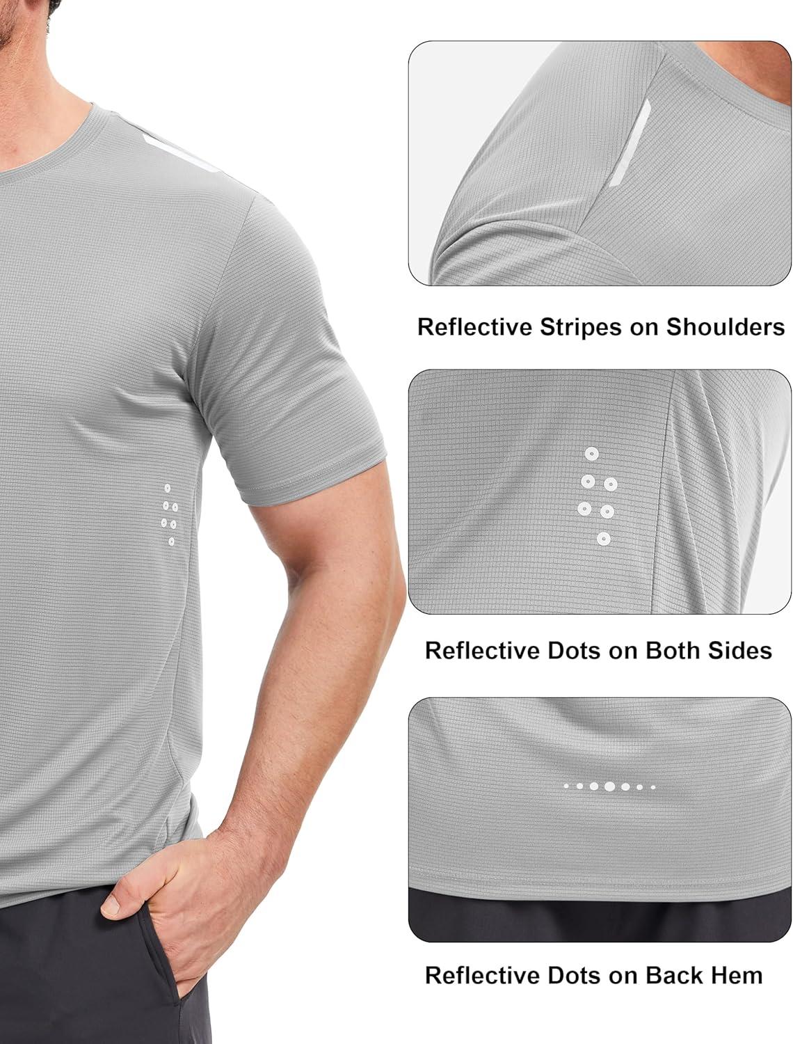 imageMAGCOMSEN Mens Rash Guard Short Sleeve UPF 50 Sun UV Quick Dry Shirts Workout Swim Running Athletic TShirtLightgrey