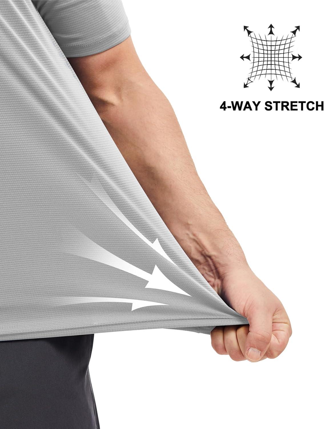 imageMAGCOMSEN Mens Rash Guard Short Sleeve UPF 50 Sun UV Quick Dry Shirts Workout Swim Running Athletic TShirtLightgrey