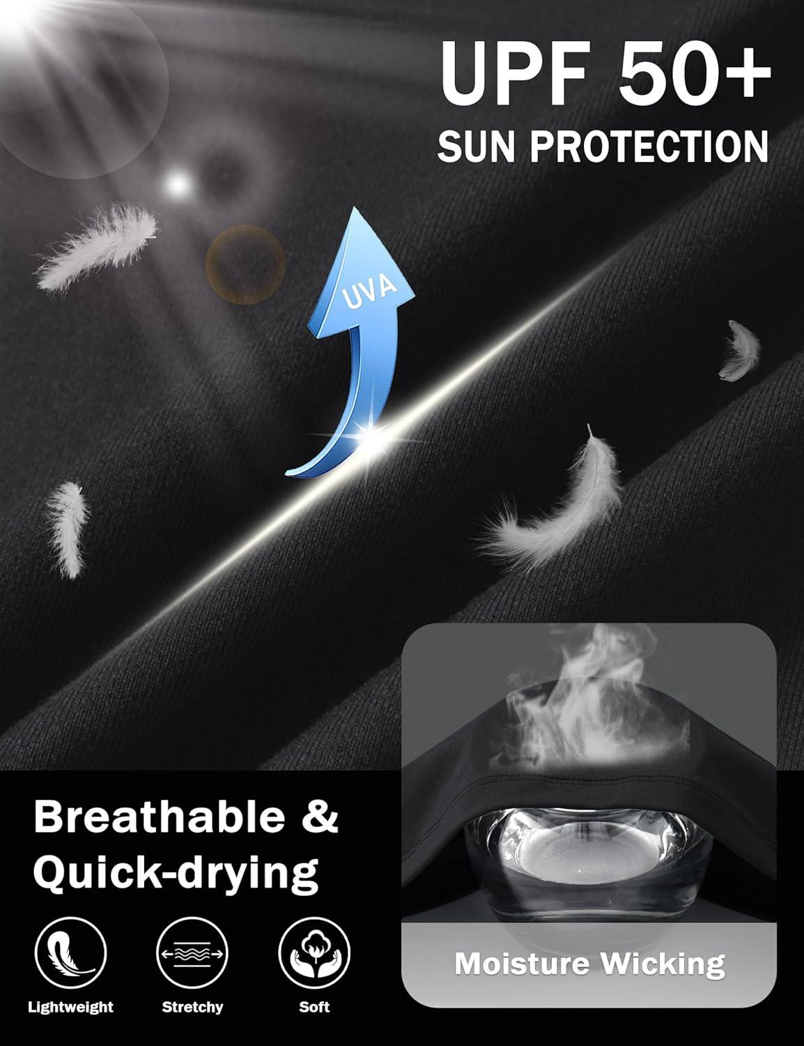 imageMAGCOMSEN Mens Short Sleeve UPF 50 Shirts Quick Dry Athletic Swim Tshirt Running Workout Gym Hiking Fishing Rash GuardBlack