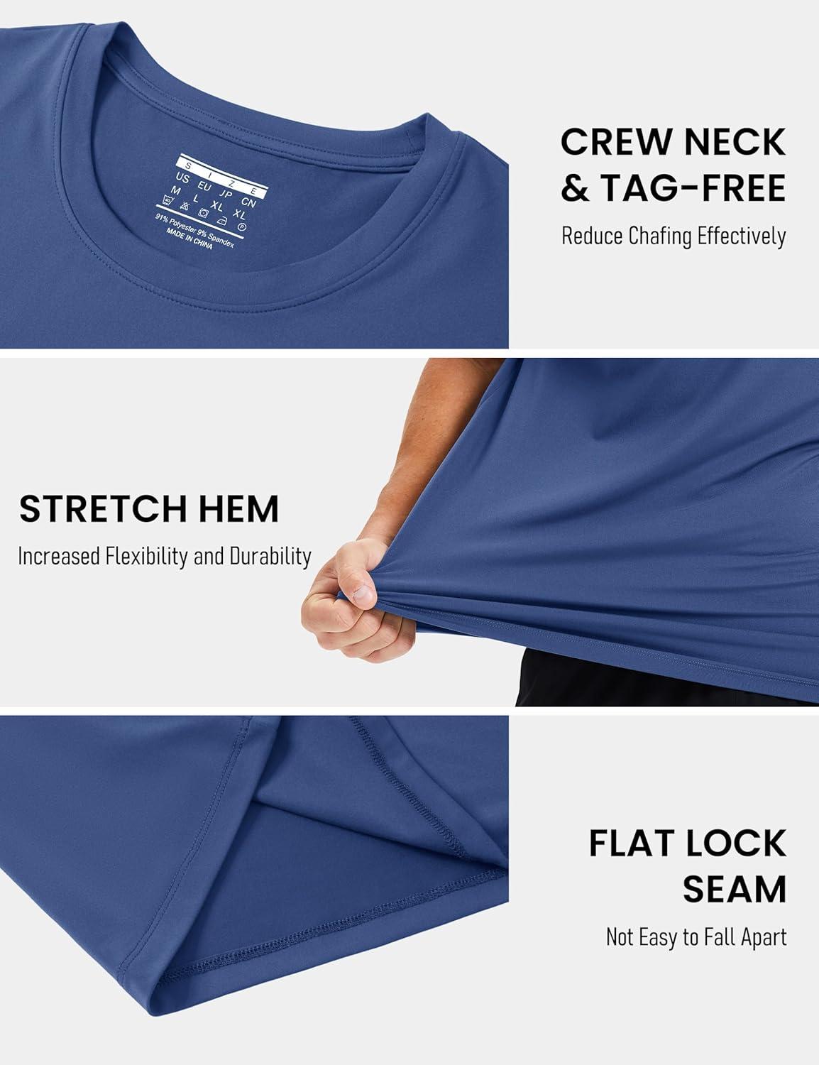 imageMAGCOMSEN Mens Short Sleeve UPF 50 Shirts Quick Dry Athletic Swim Tshirt Running Workout Gym Hiking Fishing Rash GuardBluegrey