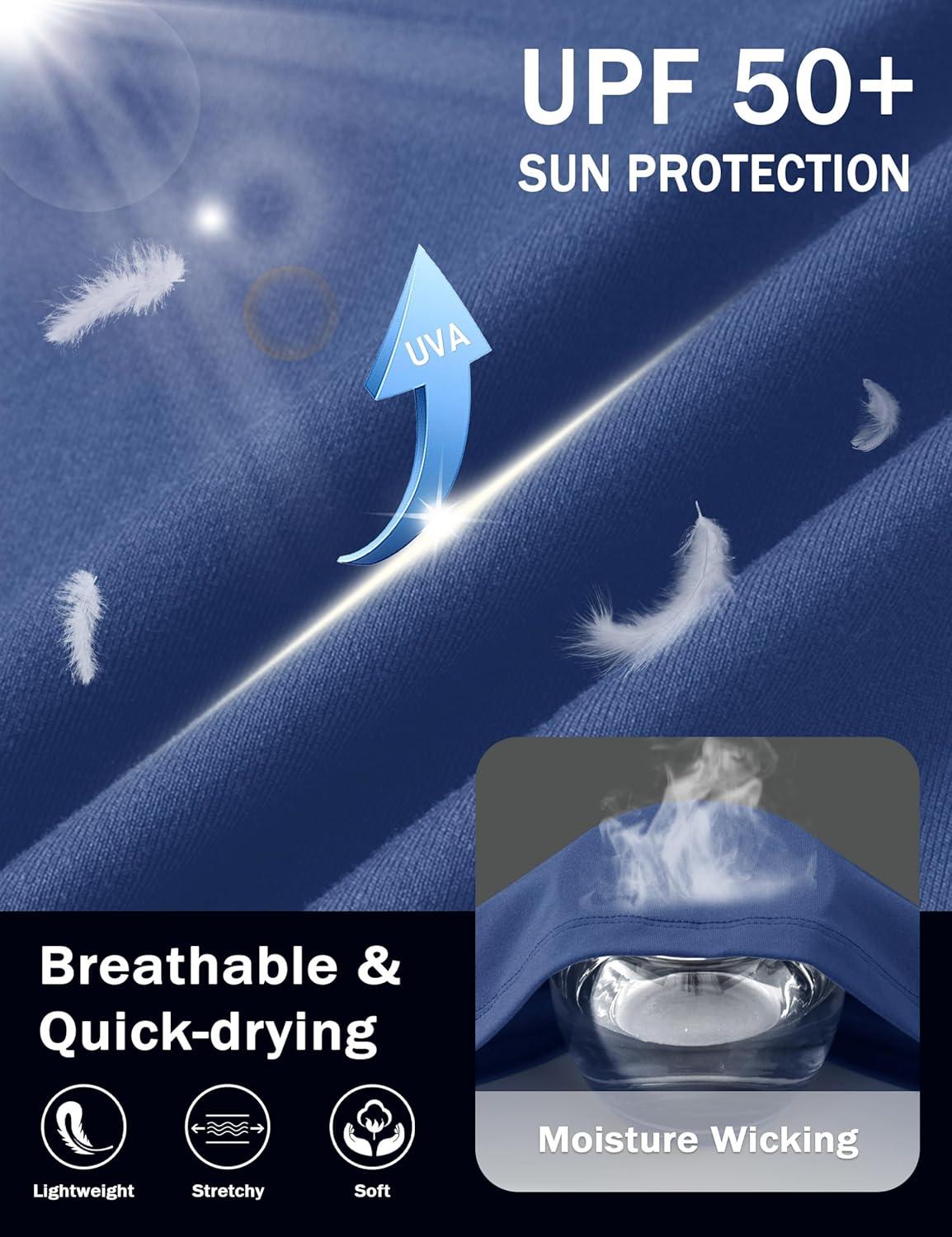 imageMAGCOMSEN Mens Short Sleeve UPF 50 Shirts Quick Dry Athletic Swim Tshirt Running Workout Gym Hiking Fishing Rash GuardBluegrey