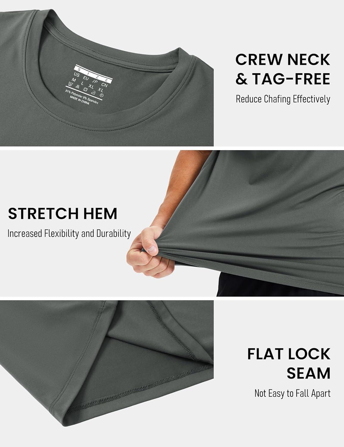 imageMAGCOMSEN Mens Short Sleeve UPF 50 Shirts Quick Dry Athletic Swim Tshirt Running Workout Gym Hiking Fishing Rash GuardDarkgray