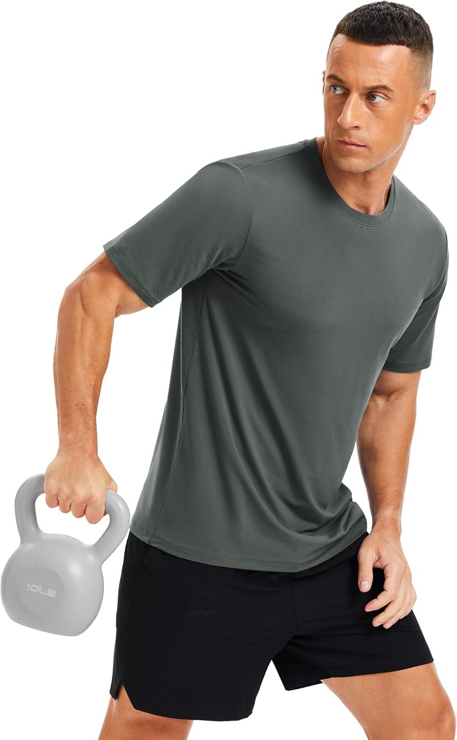 imageMAGCOMSEN Mens Short Sleeve UPF 50 Shirts Quick Dry Athletic Swim Tshirt Running Workout Gym Hiking Fishing Rash GuardDarkgray