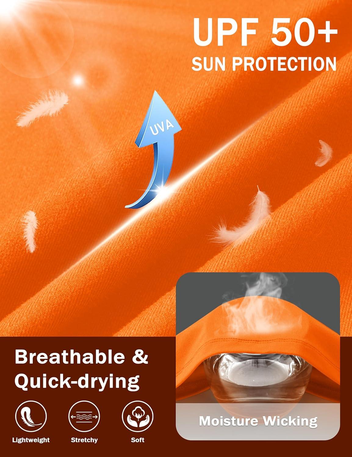 imageMAGCOMSEN Mens Short Sleeve UPF 50 Shirts Quick Dry Athletic Swim Tshirt Running Workout Gym Hiking Fishing Rash GuardFlorange