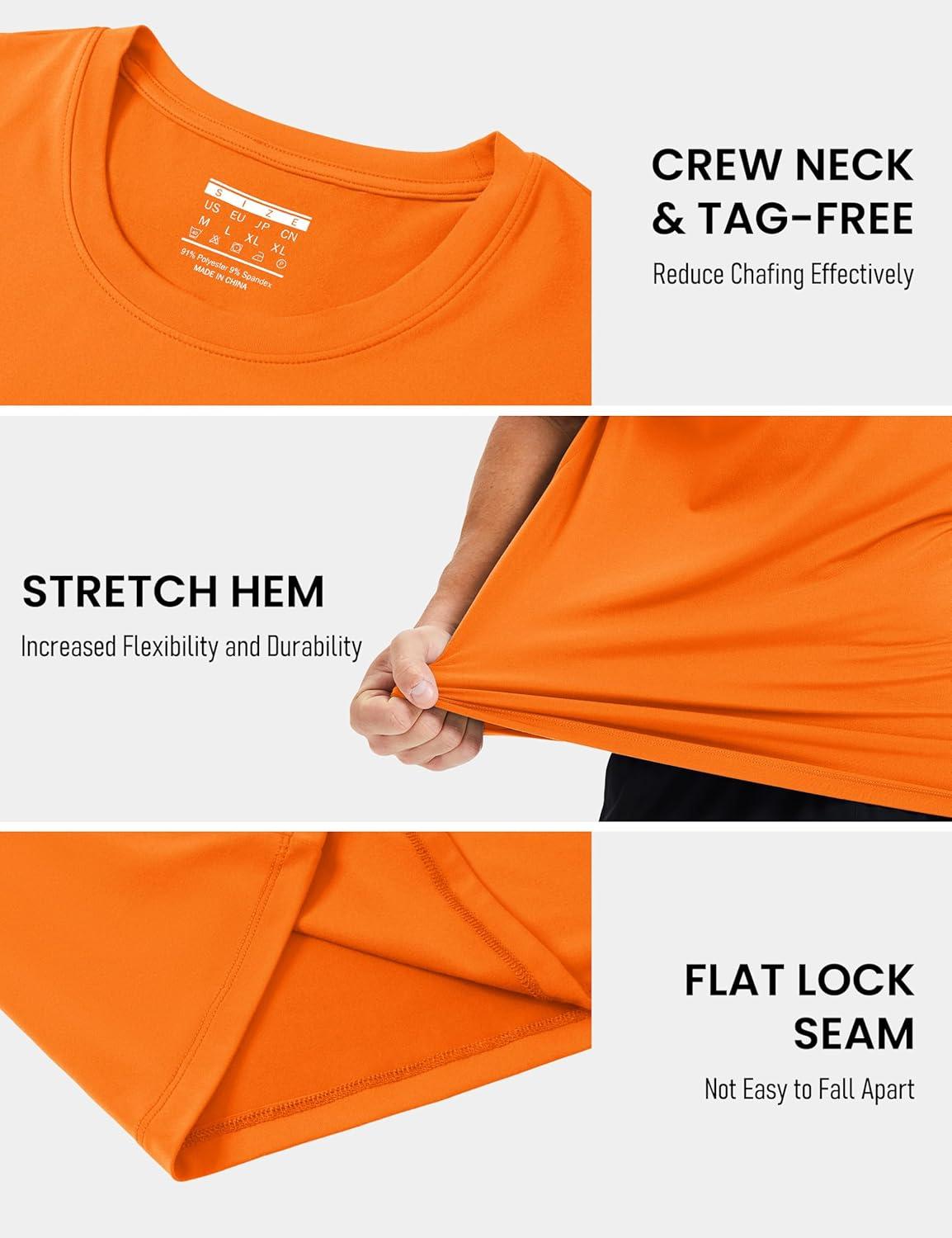 imageMAGCOMSEN Mens Short Sleeve UPF 50 Shirts Quick Dry Athletic Swim Tshirt Running Workout Gym Hiking Fishing Rash GuardFlorange