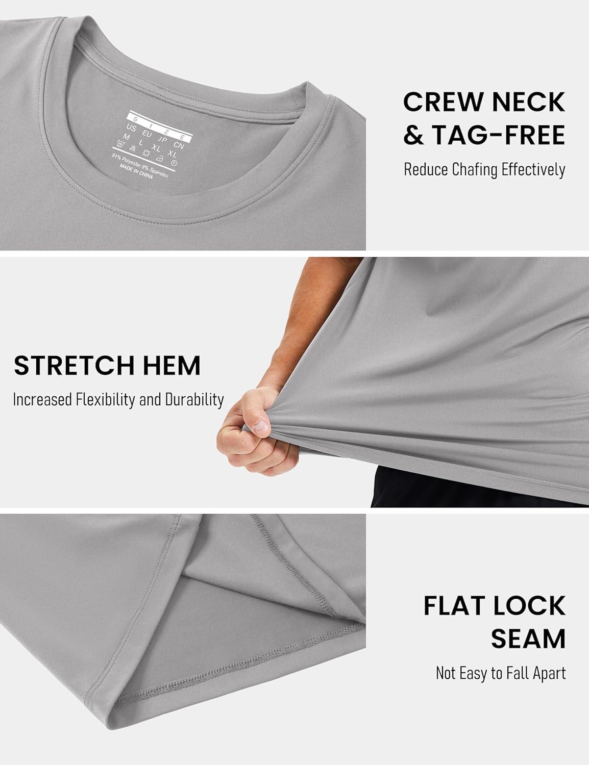 imageMAGCOMSEN Mens Short Sleeve UPF 50 Shirts Quick Dry Athletic Swim Tshirt Running Workout Gym Hiking Fishing Rash GuardLightgray