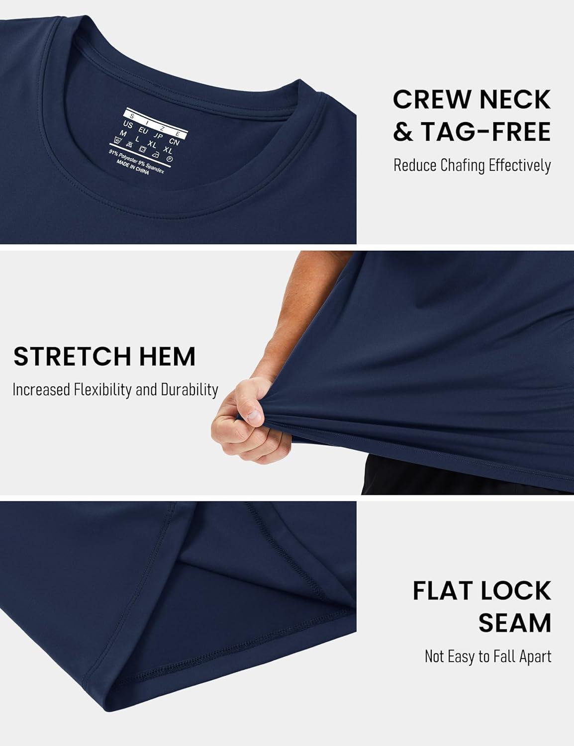 imageMAGCOMSEN Mens Short Sleeve UPF 50 Shirts Quick Dry Athletic Swim Tshirt Running Workout Gym Hiking Fishing Rash GuardNavyblue