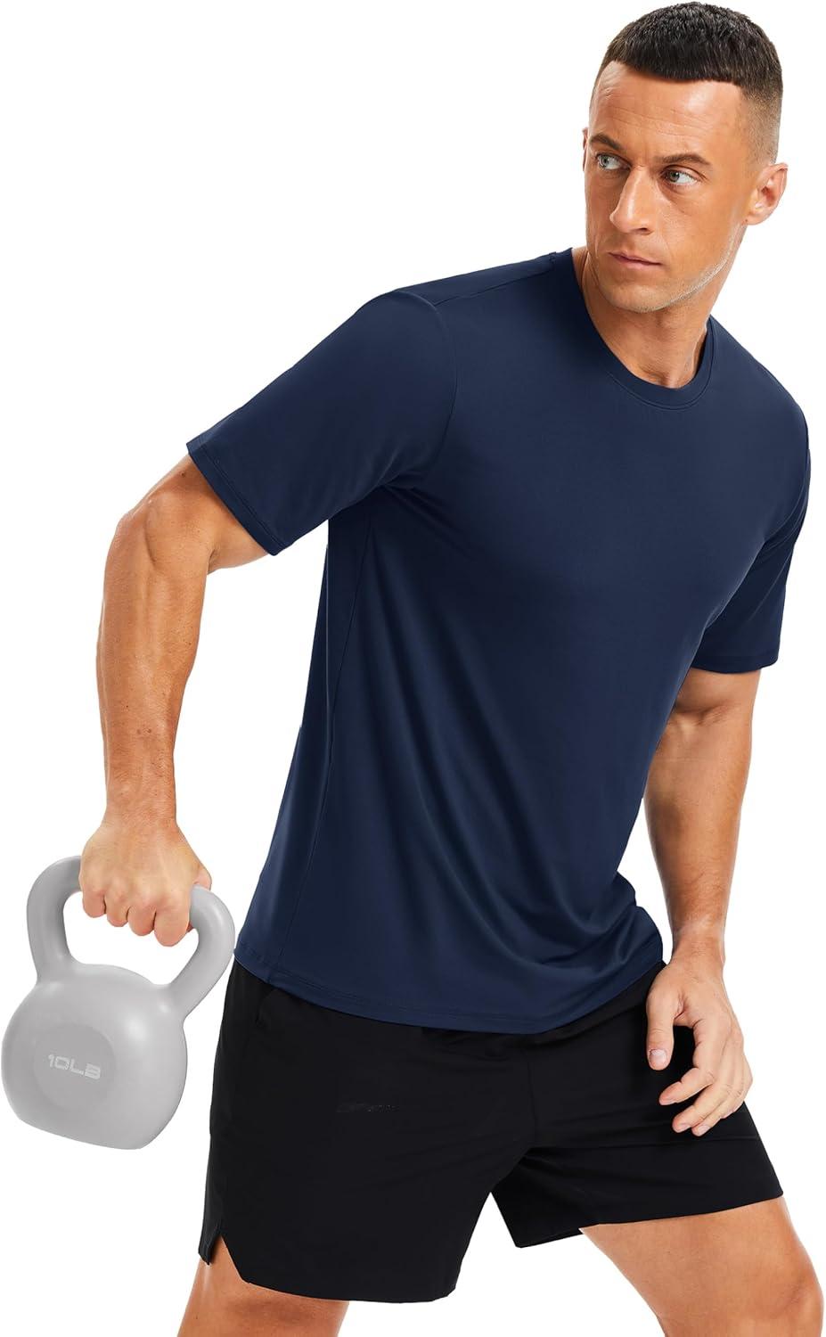 imageMAGCOMSEN Mens Short Sleeve UPF 50 Shirts Quick Dry Athletic Swim Tshirt Running Workout Gym Hiking Fishing Rash GuardNavyblue