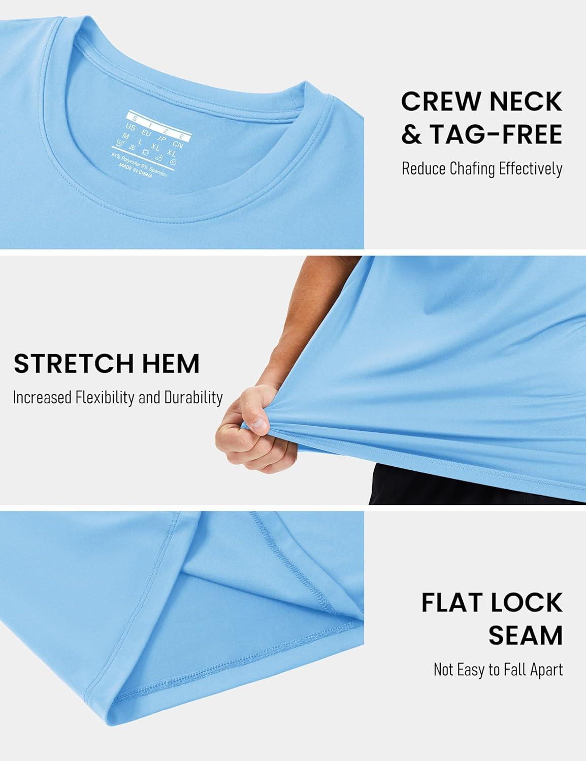 imageMAGCOMSEN Mens Short Sleeve UPF 50 Shirts Quick Dry Athletic Swim Tshirt Running Workout Gym Hiking Fishing Rash GuardSkyblue