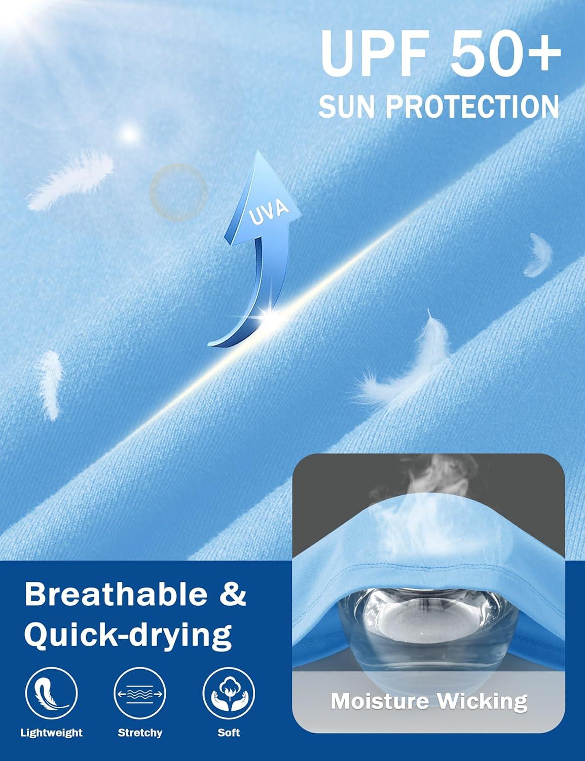 imageMAGCOMSEN Mens Short Sleeve UPF 50 Shirts Quick Dry Athletic Swim Tshirt Running Workout Gym Hiking Fishing Rash GuardSkyblue