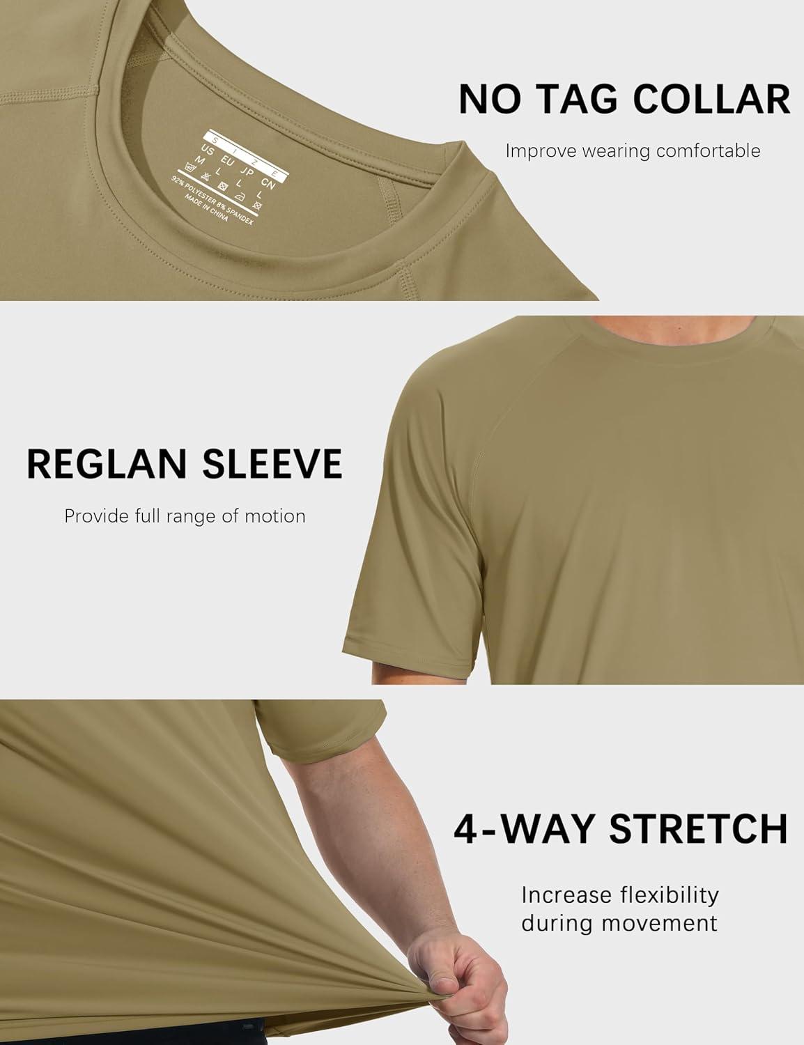 imageMAGCOMSEN Mens Short Sleeve UPF 50 Sun Protection Shirts Quick Dry Athletic TShirt Hiking Running Swimming Rash GuardDull Cyan