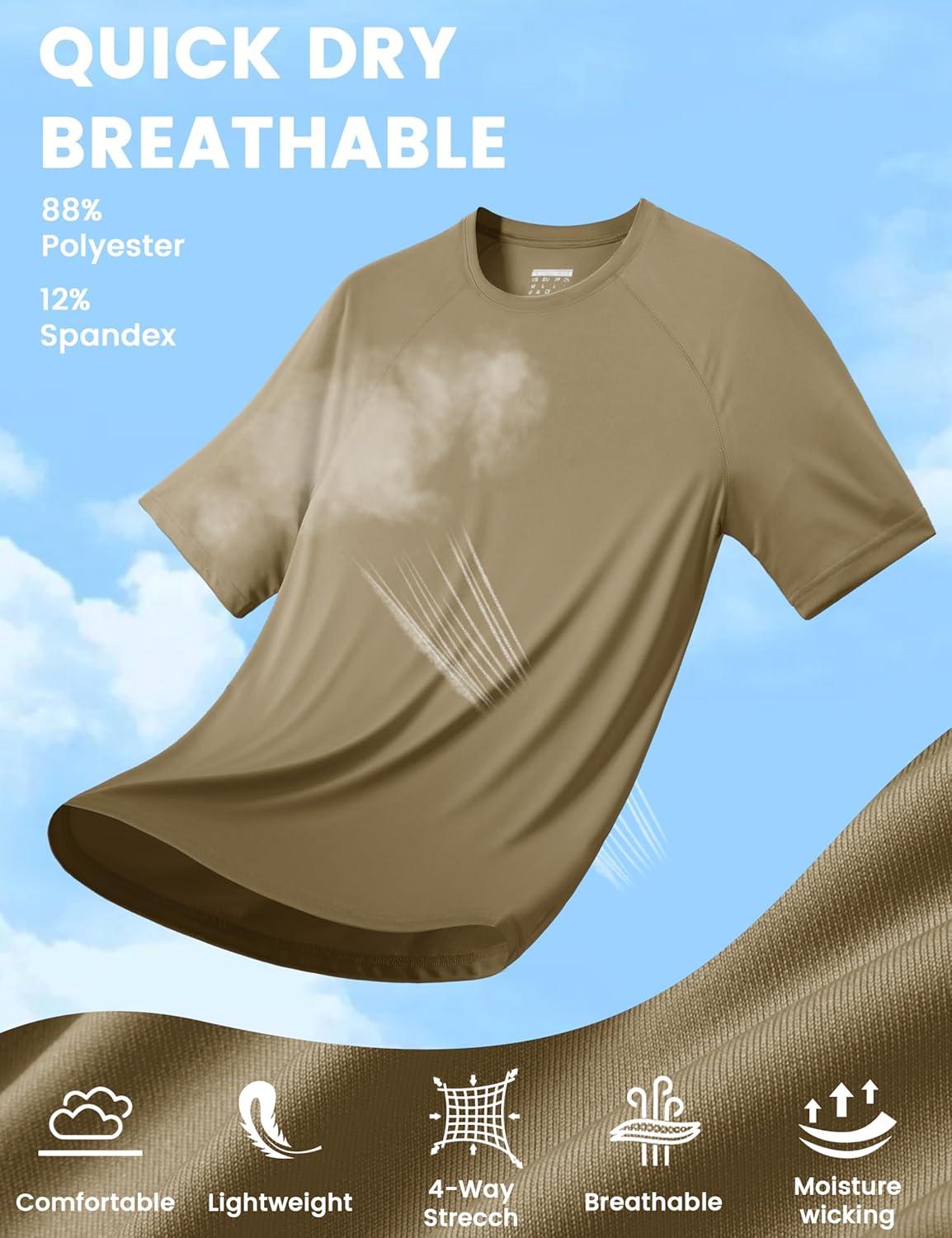 imageMAGCOMSEN Mens Short Sleeve UPF 50 Sun Protection Shirts Quick Dry Athletic TShirt Hiking Running Swimming Rash GuardDull Cyan