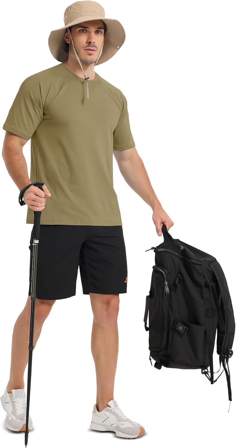 imageMAGCOMSEN Mens Short Sleeve UPF 50 Sun Protection Shirts Quick Dry Athletic TShirt Hiking Running Swimming Rash GuardDull Cyan