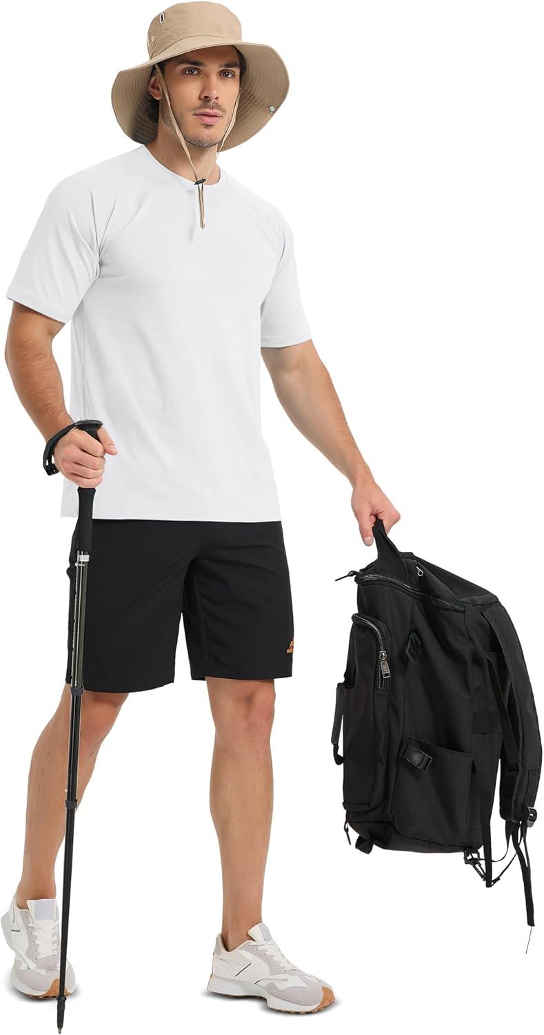 imageMAGCOMSEN Mens Short Sleeve UPF 50 Sun Protection Shirts Quick Dry Athletic TShirt Hiking Running Swimming Rash GuardWhite