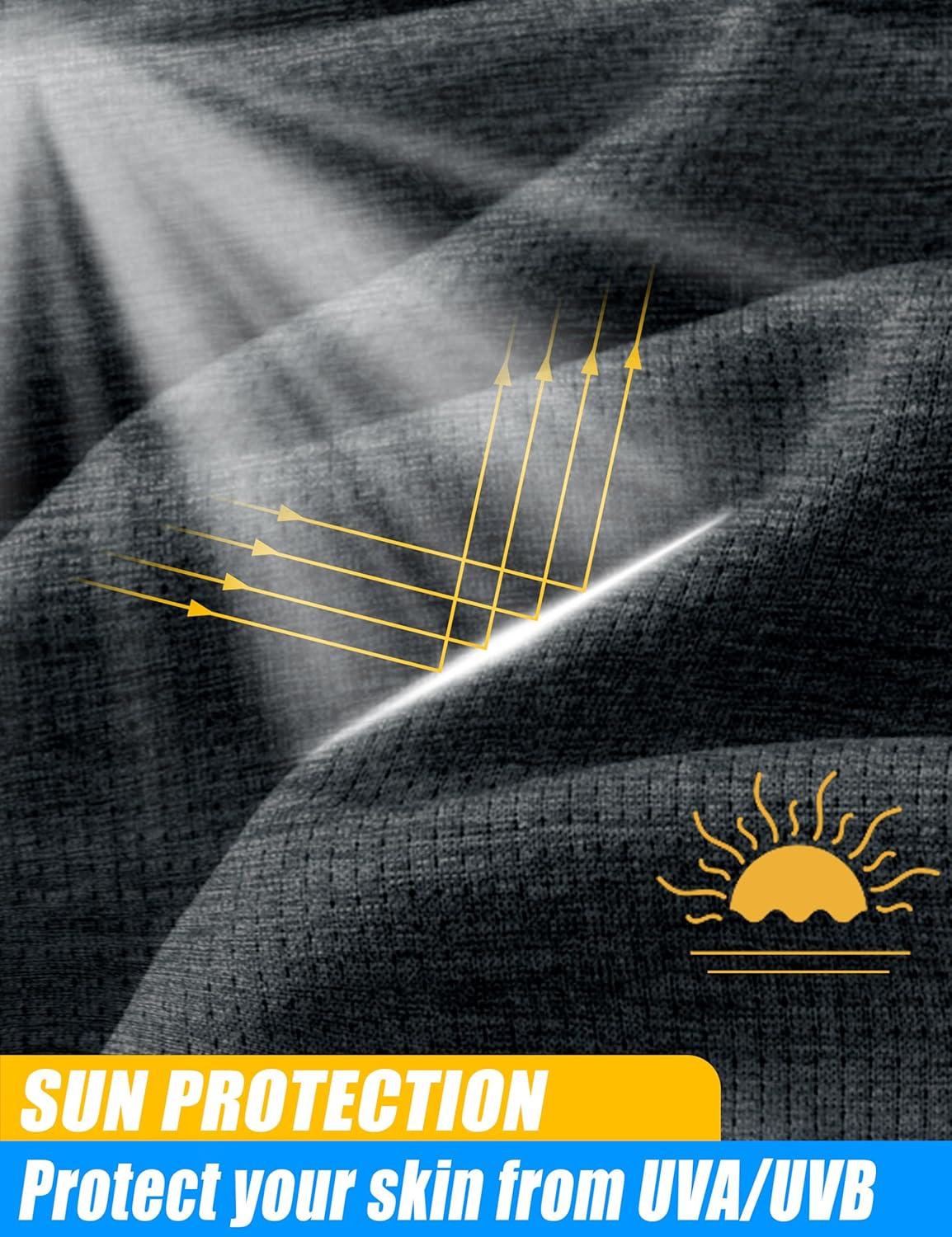 imageMAGCOMSEN Mens Sun Protection UPF 50 Long Sleeve Shirt Quarter Zip Pullover Quick Dry Lightweight Fishing Running Rash GuardBlack