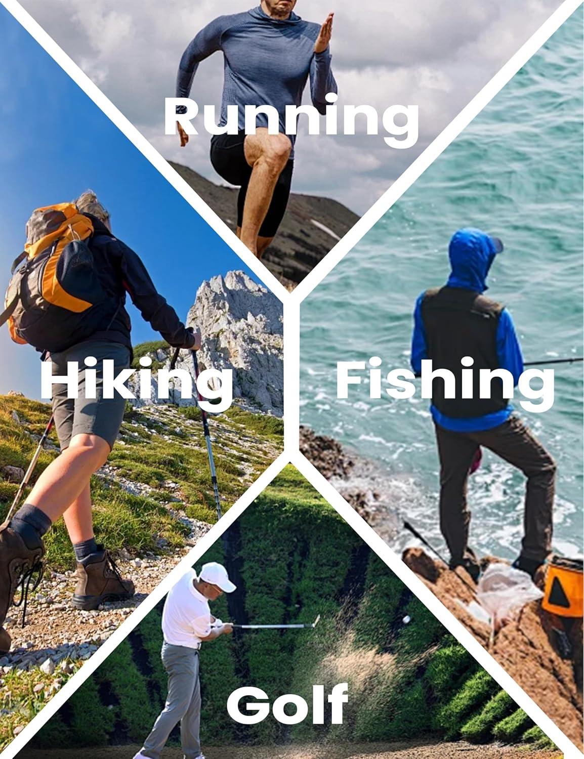 imageMAGCOMSEN Mens Sun Protection UPF 50 Long Sleeve Shirt Quarter Zip Pullover Quick Dry Lightweight Fishing Running Rash GuardBlack