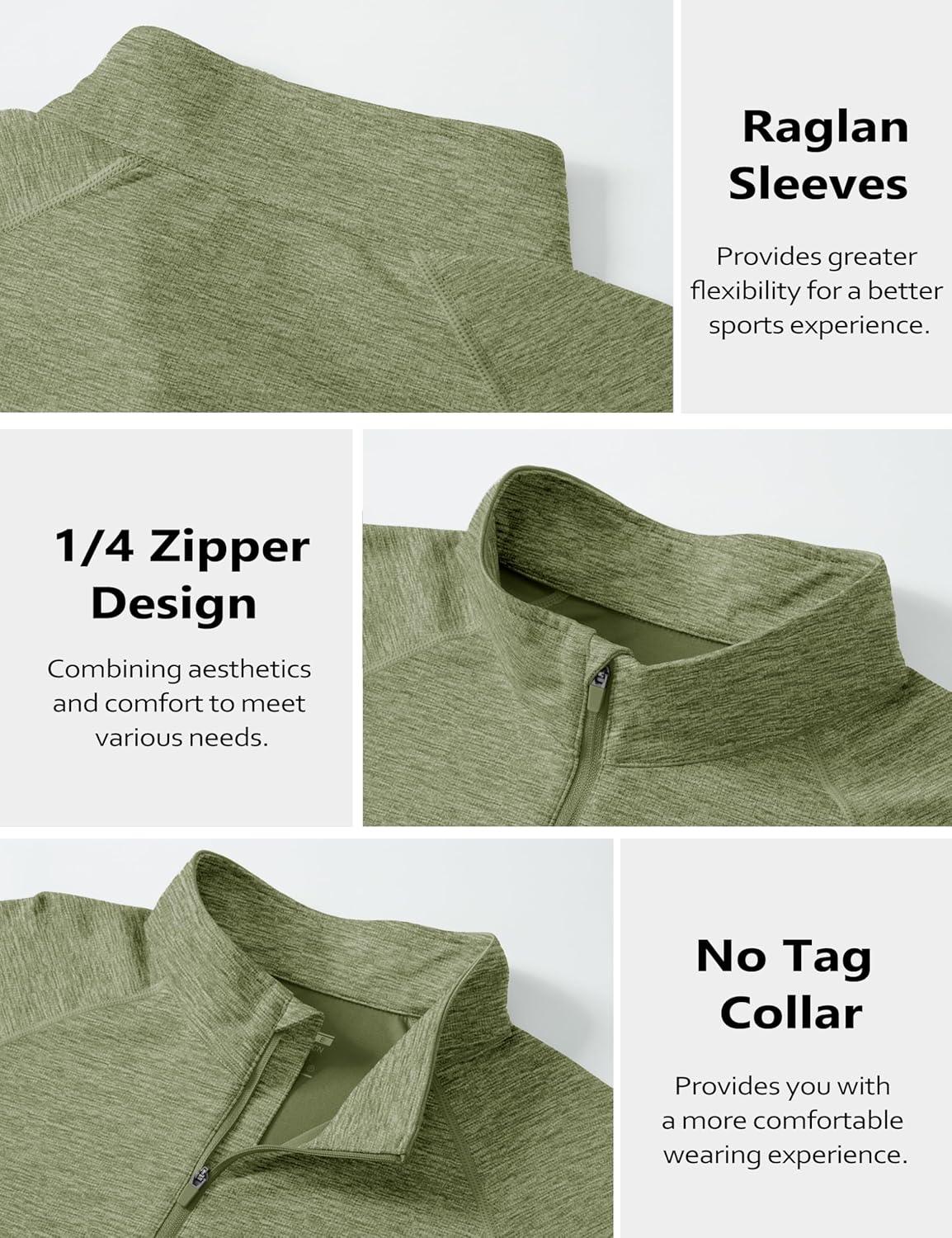 imageMAGCOMSEN Mens Sun Protection UPF 50 Long Sleeve Shirt Quarter Zip Pullover Quick Dry Lightweight Fishing Running Rash GuardGreen