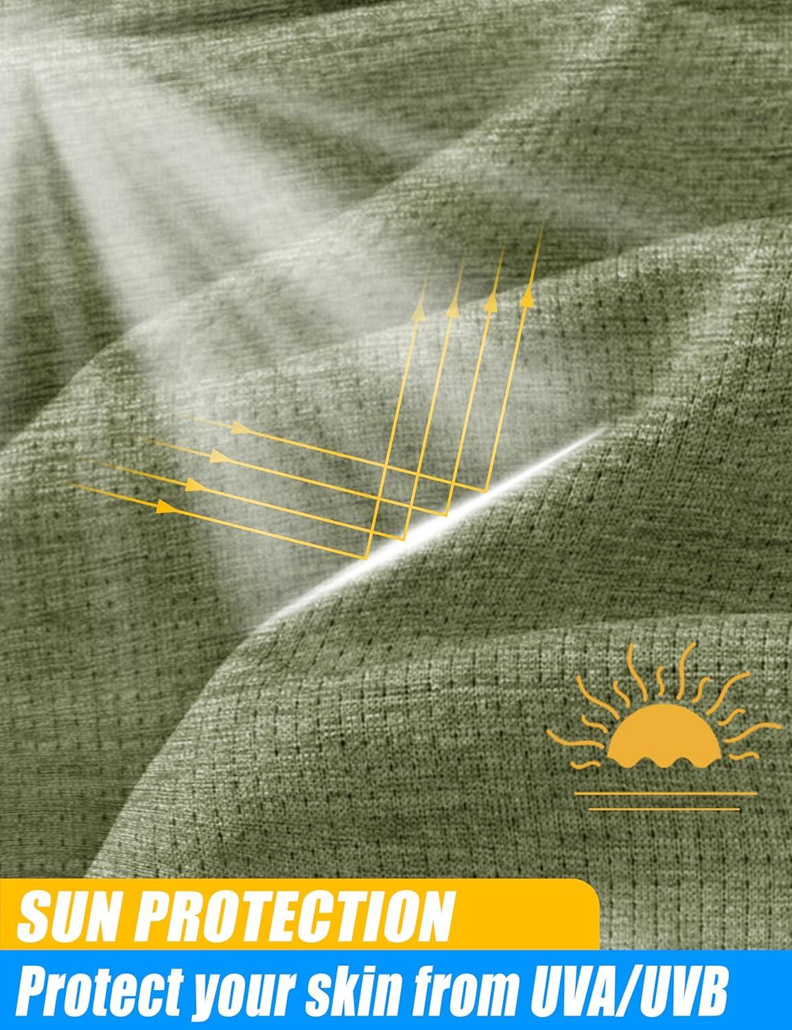 imageMAGCOMSEN Mens Sun Protection UPF 50 Long Sleeve Shirt Quarter Zip Pullover Quick Dry Lightweight Fishing Running Rash GuardGreen