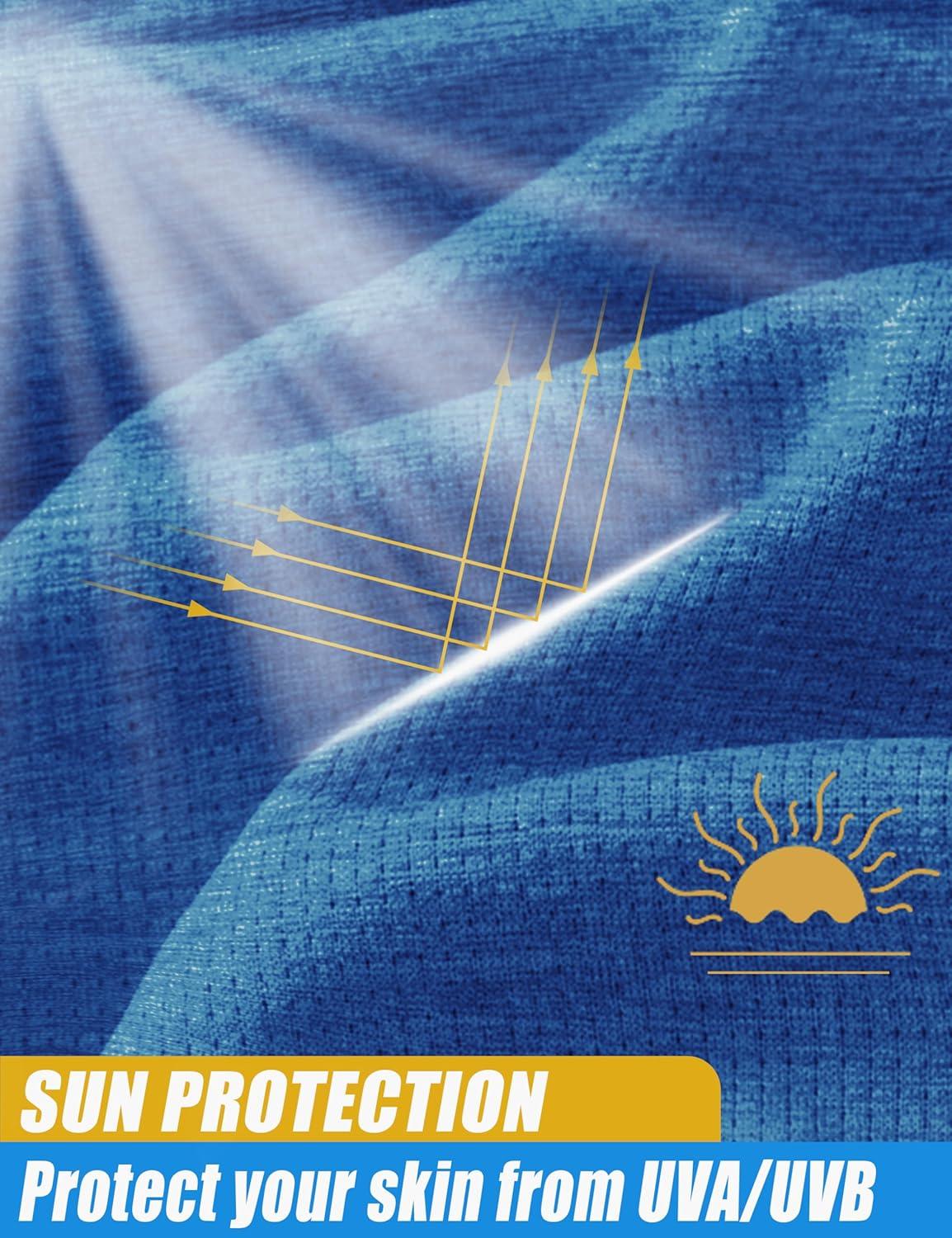 imageMAGCOMSEN Mens Sun Protection UPF 50 Long Sleeve Shirt Quarter Zip Pullover Quick Dry Lightweight Fishing Running Rash GuardSea Blue