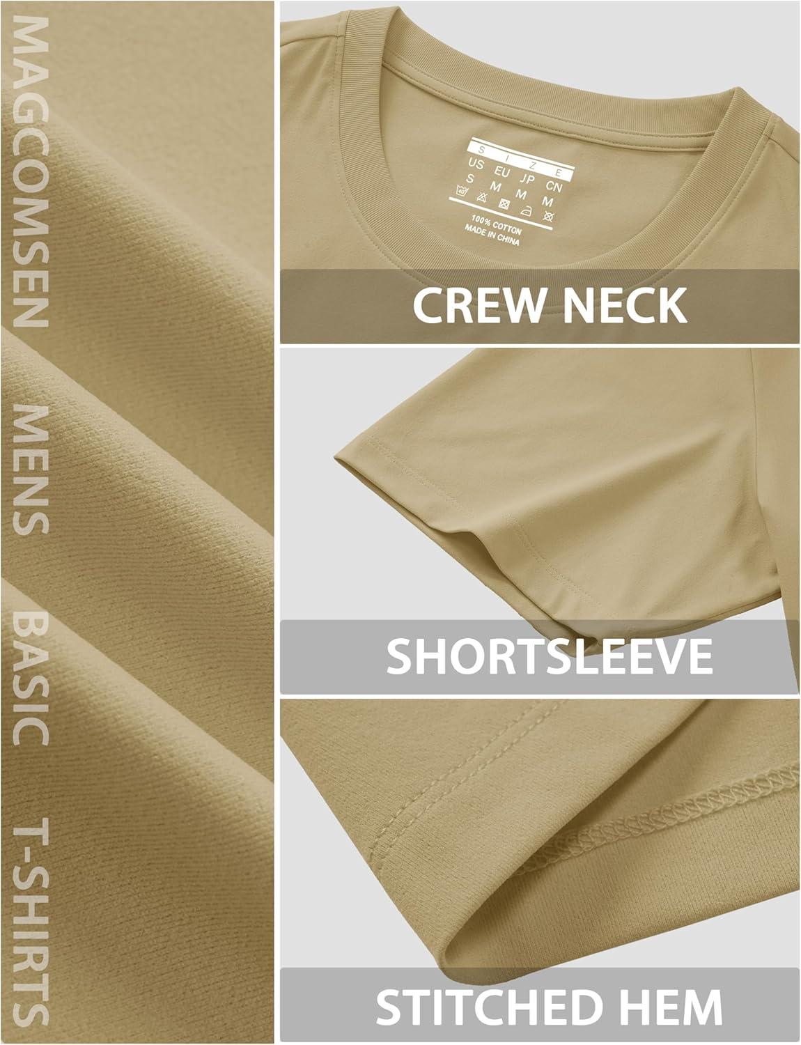 imageMAGCOMSEN Mens TShirts Short Sleeve UPF 80 Sun Protection Lightweight Moisture Wicking Casual Crew Neck Basic TeesKhaki