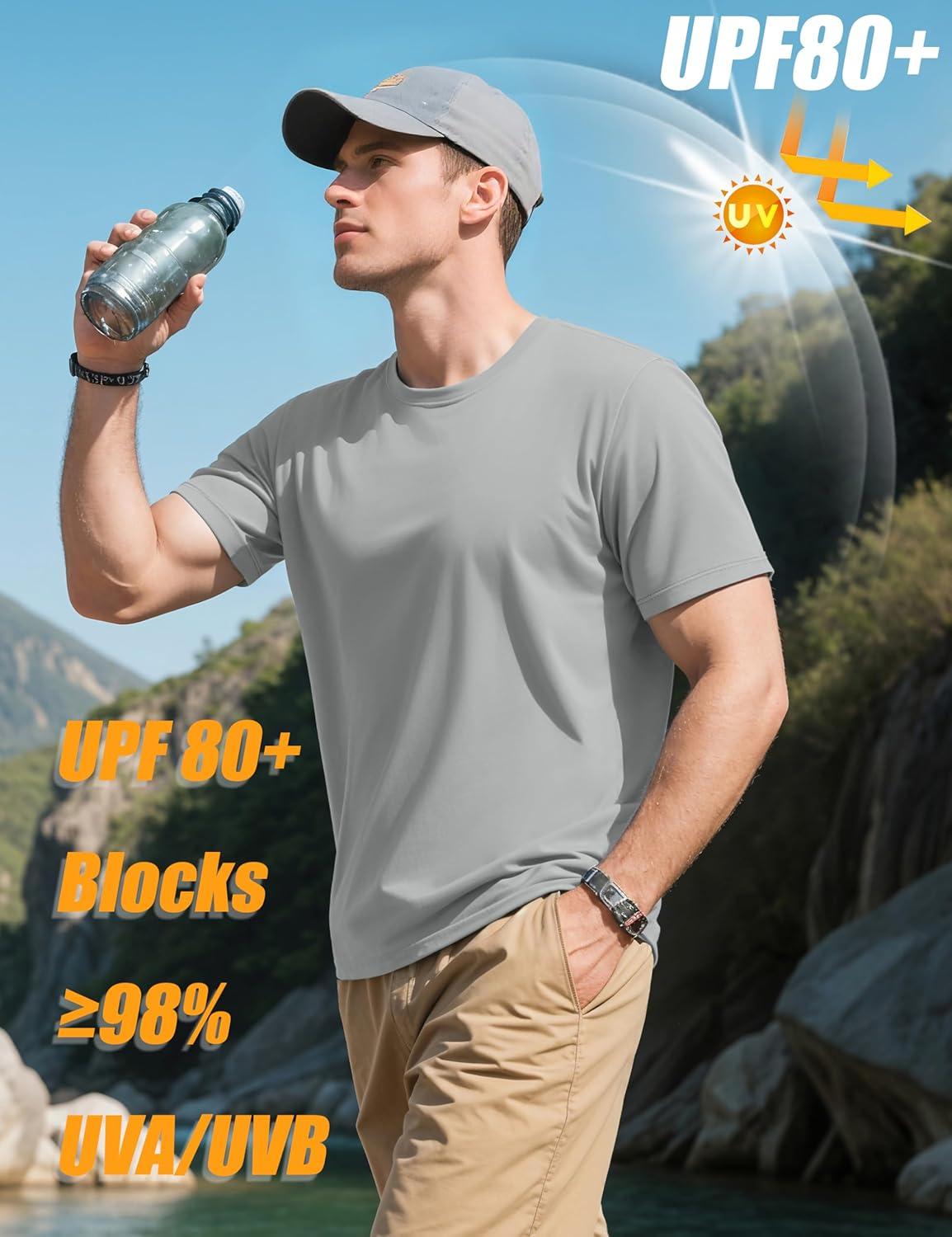 imageMAGCOMSEN Mens TShirts Short Sleeve UPF 80 Sun Protection Lightweight Moisture Wicking Casual Crew Neck Basic TeesLgray