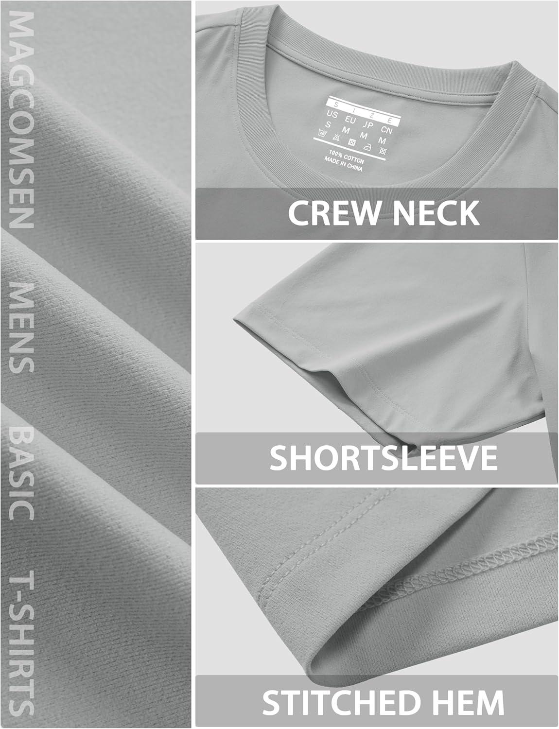imageMAGCOMSEN Mens TShirts Short Sleeve UPF 80 Sun Protection Lightweight Moisture Wicking Casual Crew Neck Basic TeesLgray