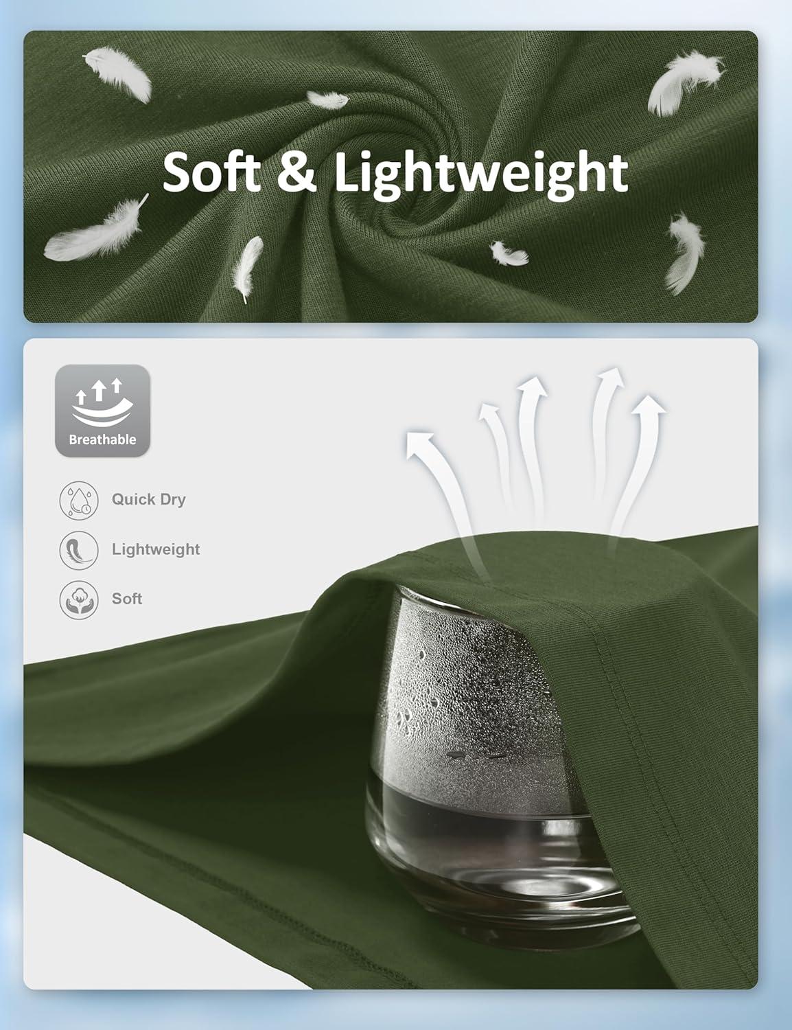 imageMAGCOMSEN Mens TShirts UPF 50 Cooling Short Sleeve Shirts Cotton Lightweight Moisture Wicking Soft Casual Summer TeesArmygreen