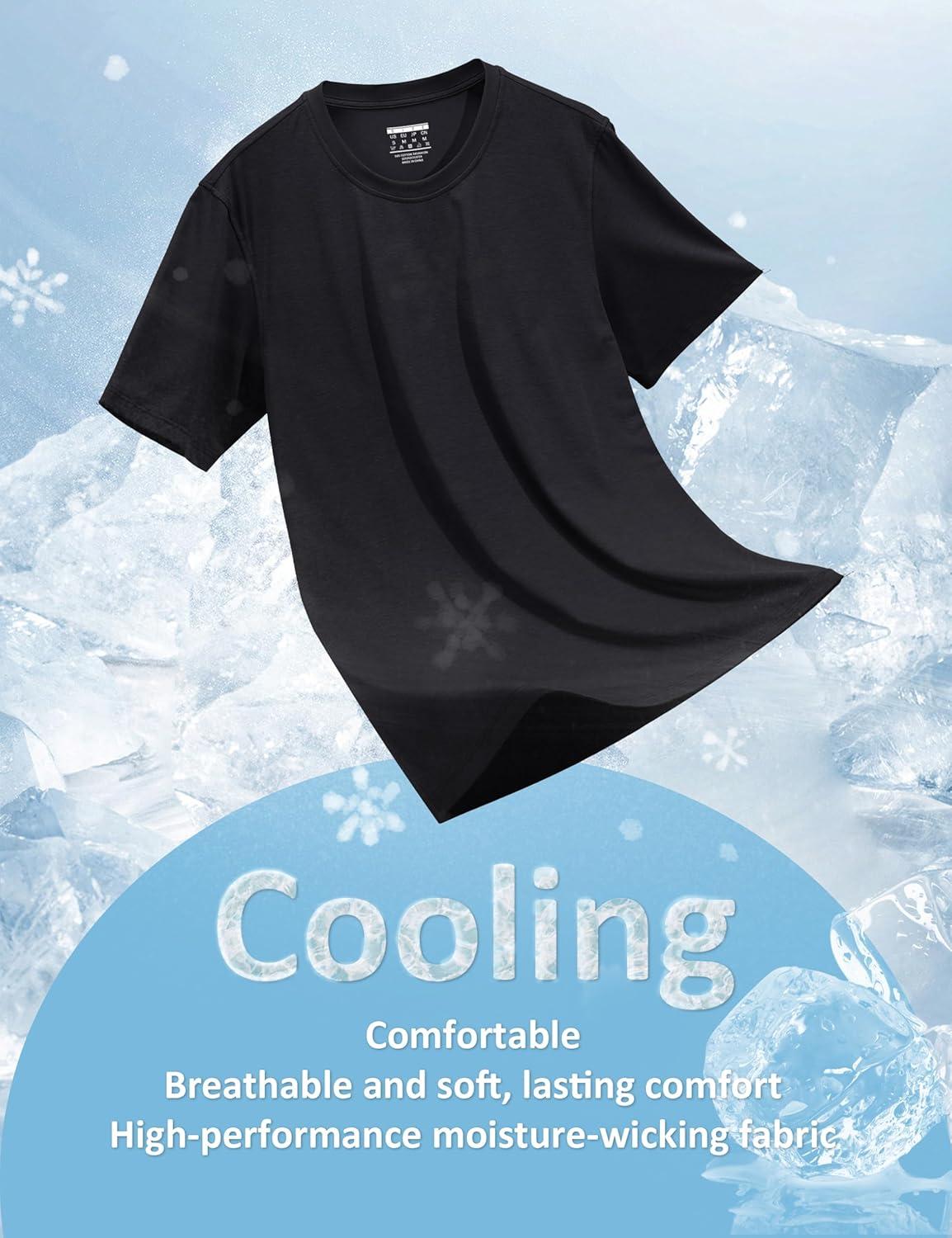 imageMAGCOMSEN Mens TShirts UPF 50 Cooling Short Sleeve Shirts Cotton Lightweight Moisture Wicking Soft Casual Summer TeesBlack