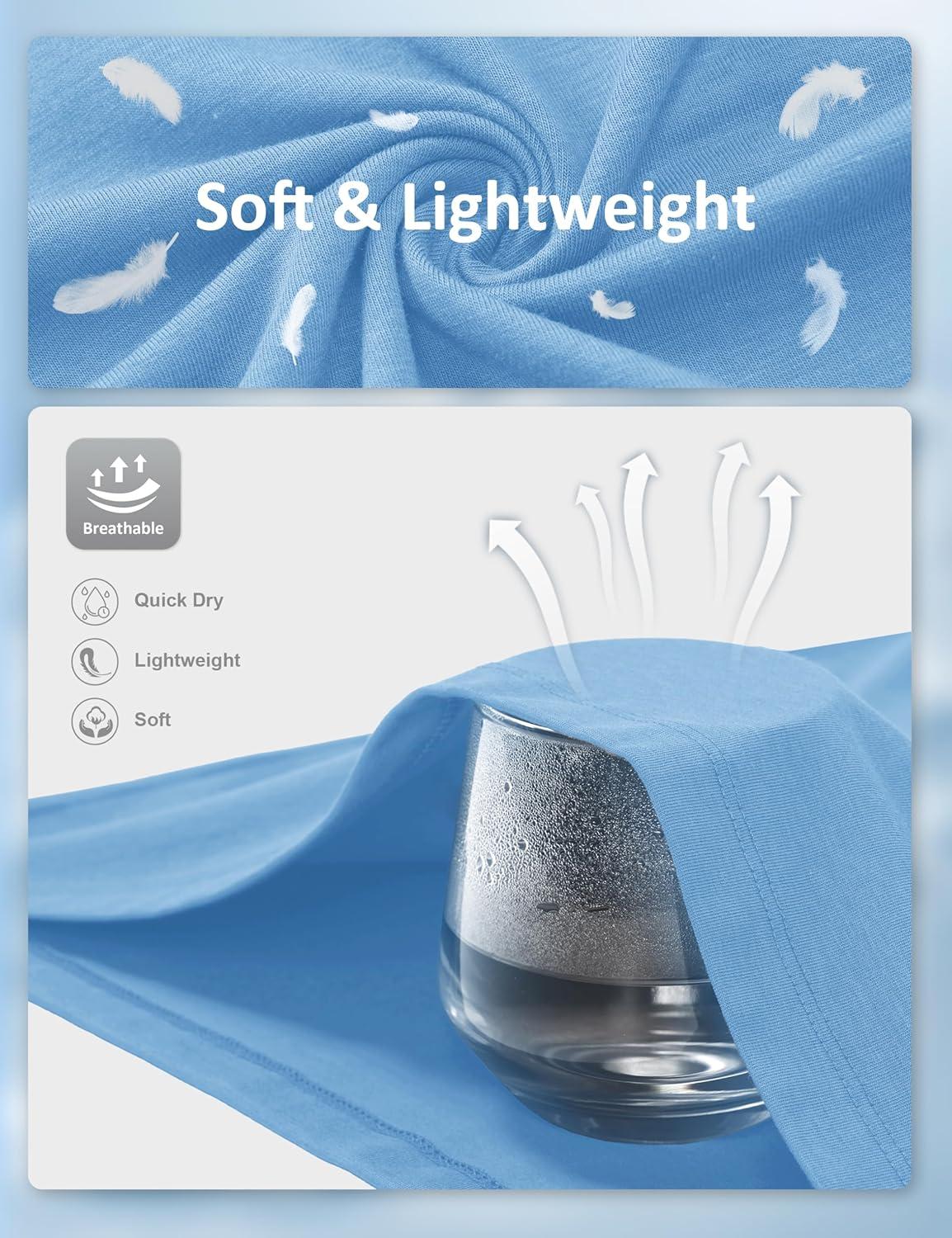 imageMAGCOMSEN Mens TShirts UPF 50 Cooling Short Sleeve Shirts Cotton Lightweight Moisture Wicking Soft Casual Summer TeesBlue