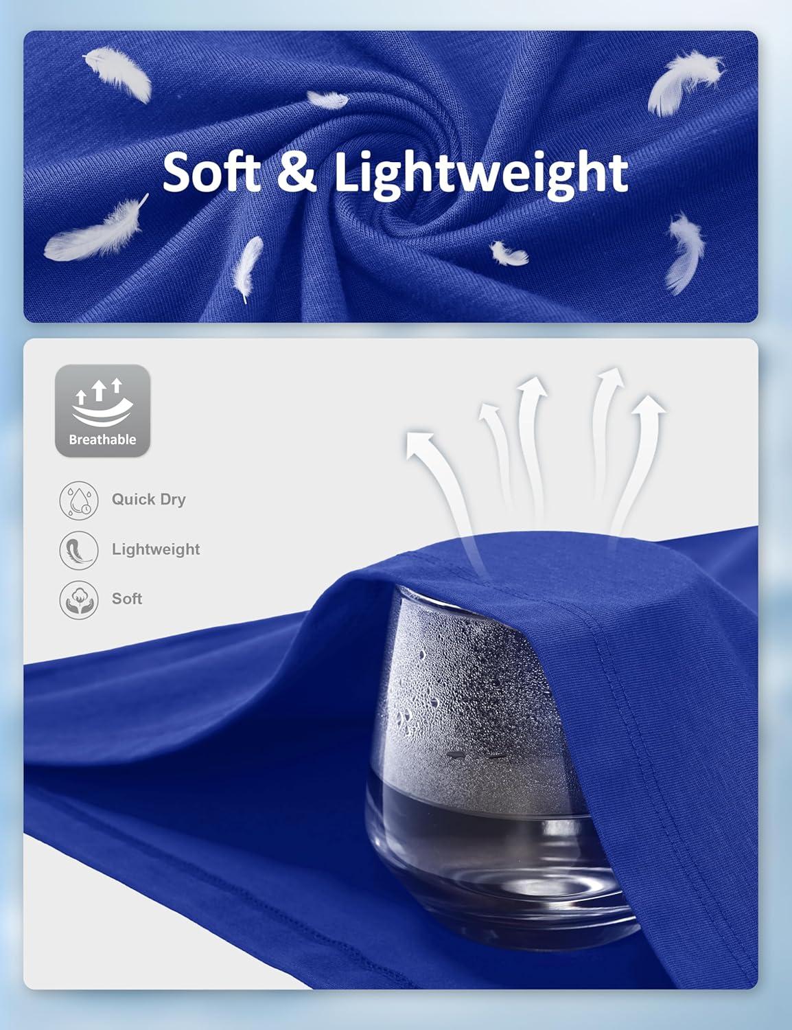 imageMAGCOMSEN Mens TShirts UPF 50 Cooling Short Sleeve Shirts Cotton Lightweight Moisture Wicking Soft Casual Summer TeesColor Blue