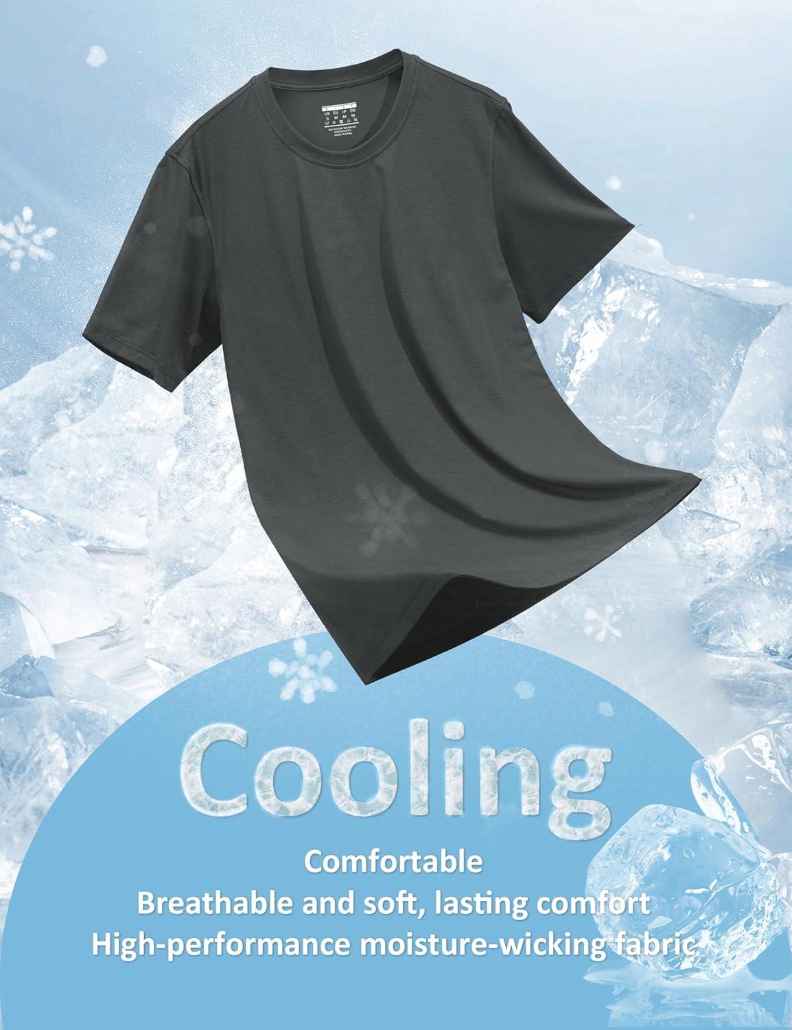 imageMAGCOMSEN Mens TShirts UPF 50 Cooling Short Sleeve Shirts Cotton Lightweight Moisture Wicking Soft Casual Summer TeesDark Grey