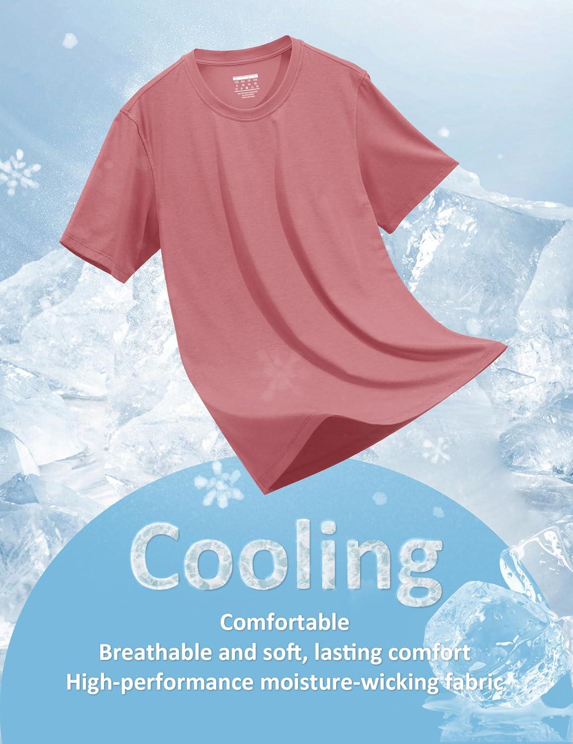 imageMAGCOMSEN Mens TShirts UPF 50 Cooling Short Sleeve Shirts Cotton Lightweight Moisture Wicking Soft Casual Summer TeesGray Pink